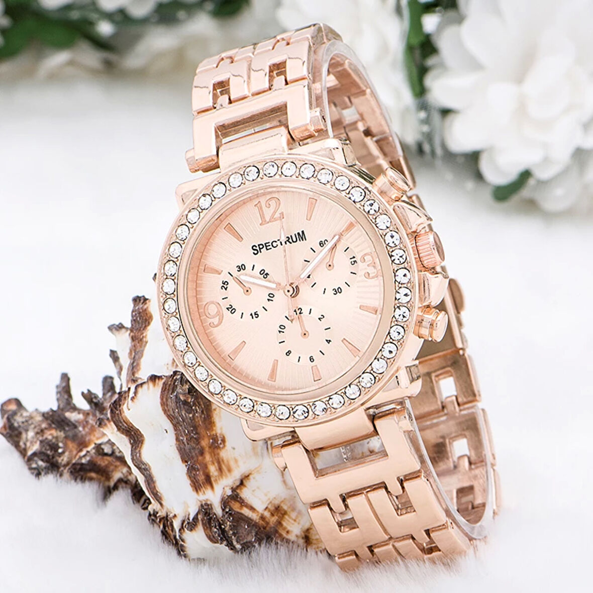 Zarif Ve Şık Özel Tasarım Zirkon Taşlı Metal kadın Kol Saati (rose) ( Lisinya )
