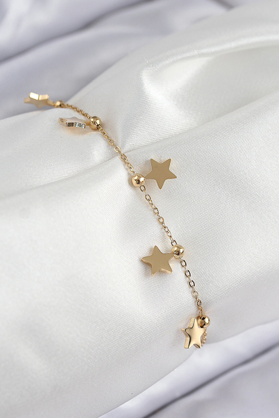 316L Çelik Sıralı Yıldız Model Gold Renk Kadın Bileklik - Lisinya