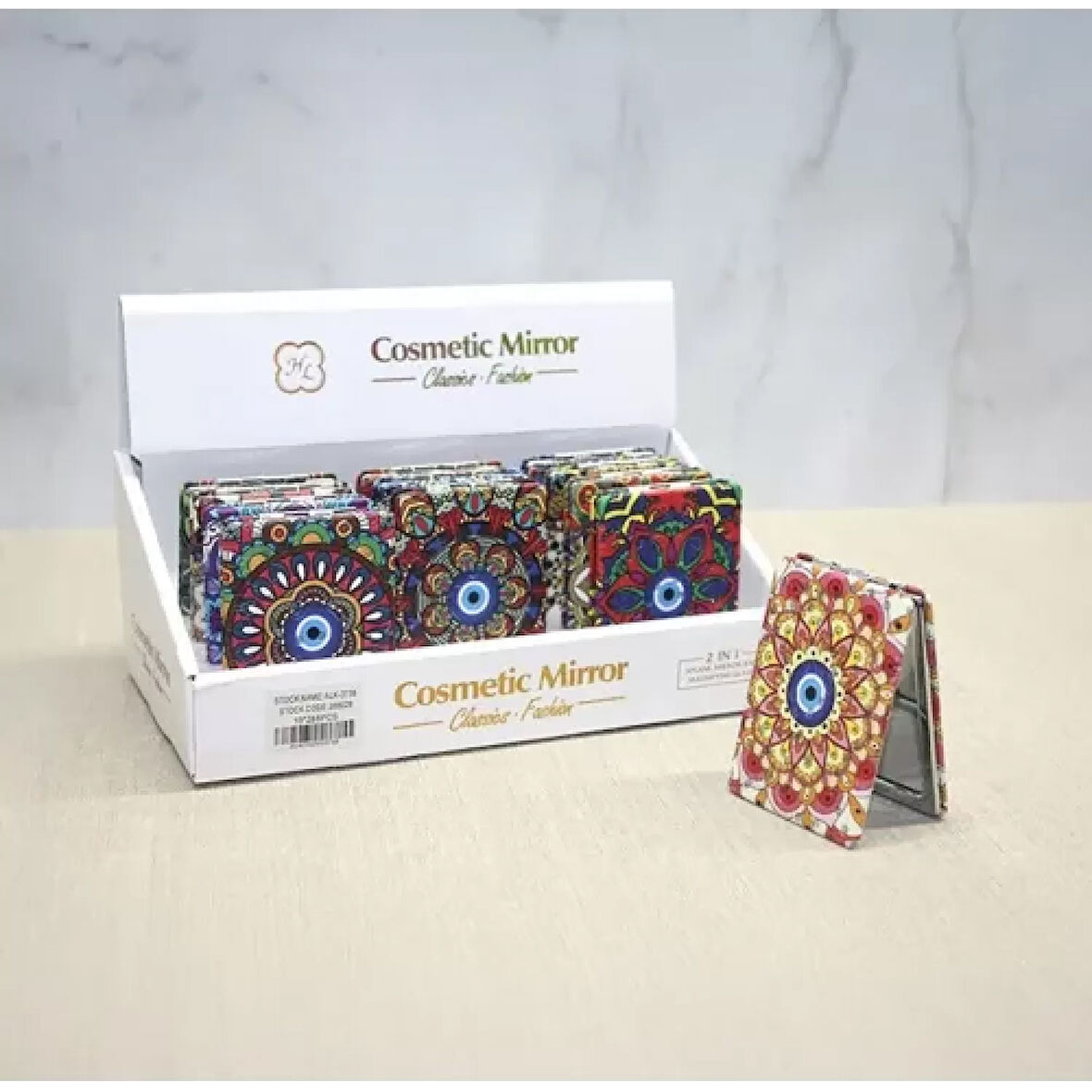 12'li Büyüteçli Dikdörtgen Cep Aynası Seti