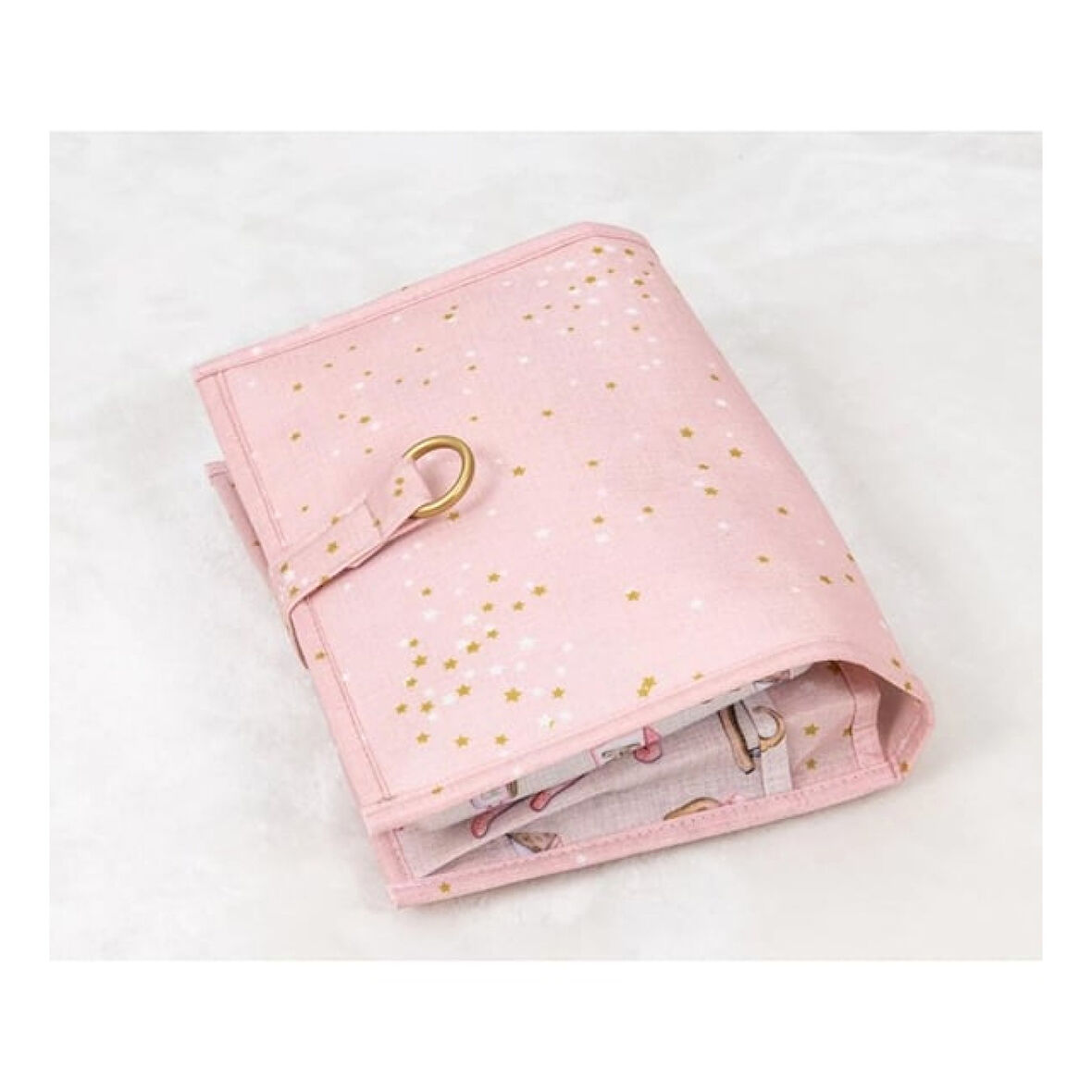 Bebek Kullanımı Kolay Desenli Alt Bakım Çantası pembe