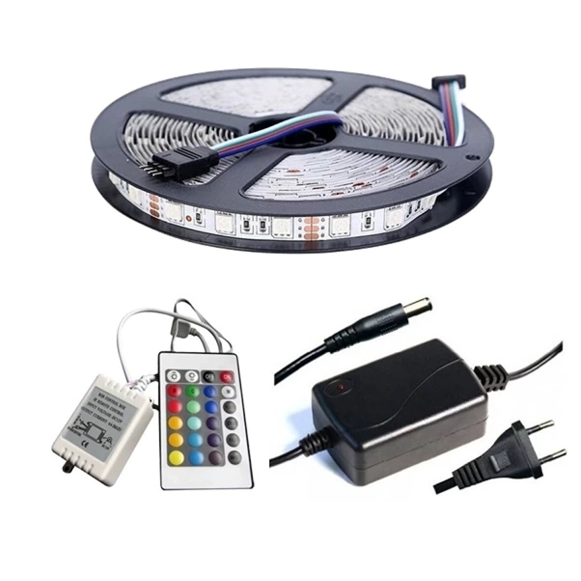 Winboss 5mt Rgb Şerit Led Slikonlu Adaptör Uzaktan Kumanda Tak Çalıştır ( Lisinya )