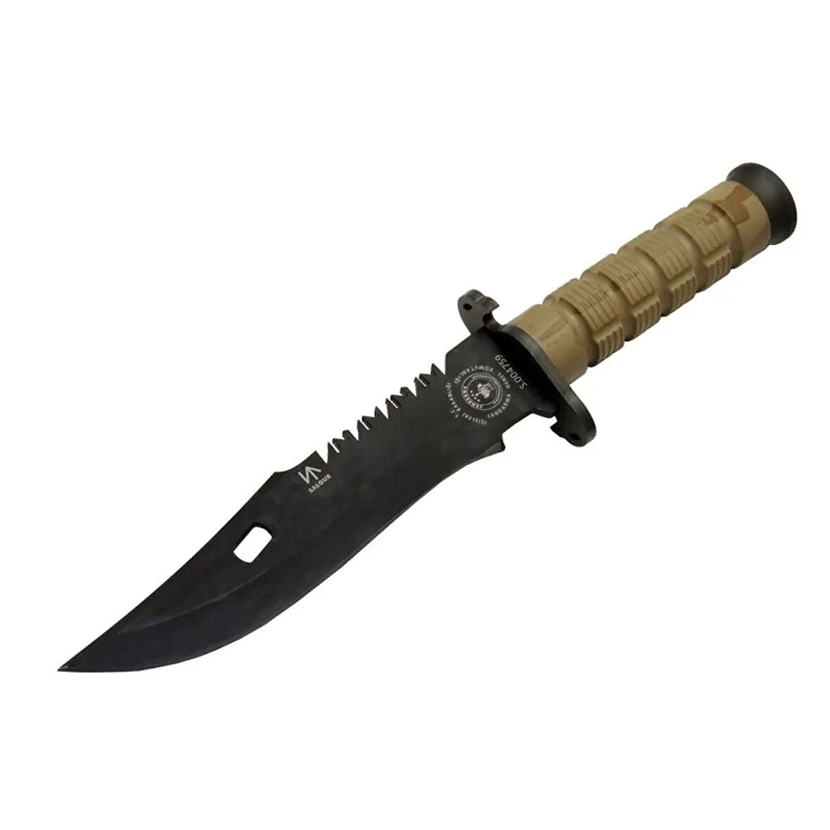 Salgur S 4759 Türk Tipi Komando Bıçağı 28,5cm - Testere Detaylı Bıçak, İpli, Kılıflı ( Lisinya )