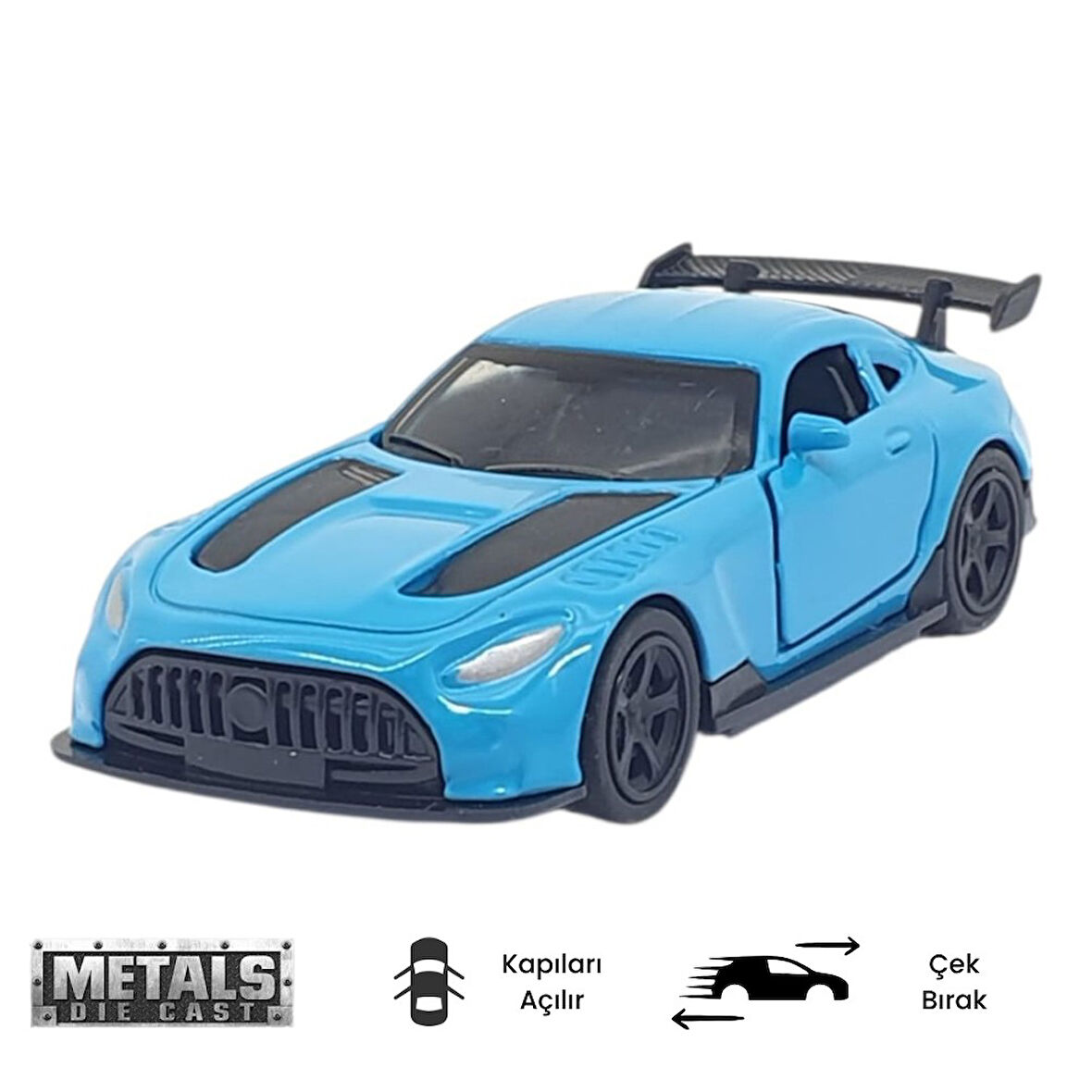 Çek Bırak Metal Küçük Arabalar 8 cm - 6411A - Mavi (Lisinya)