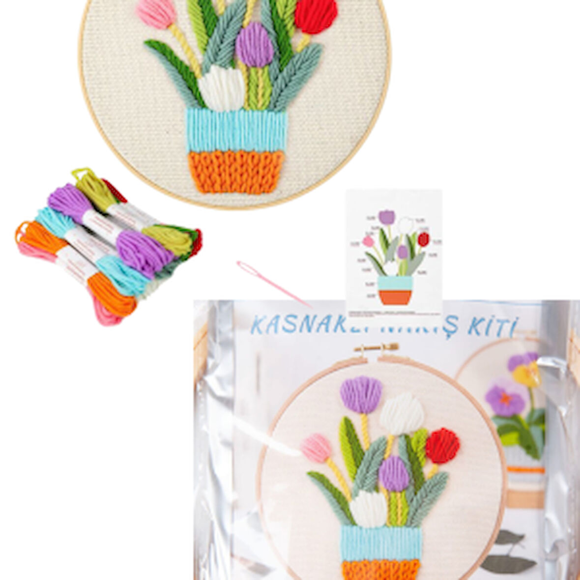 Nakış Kitleri Kasnaklı 13.5 X 18.8 Cm Lale
