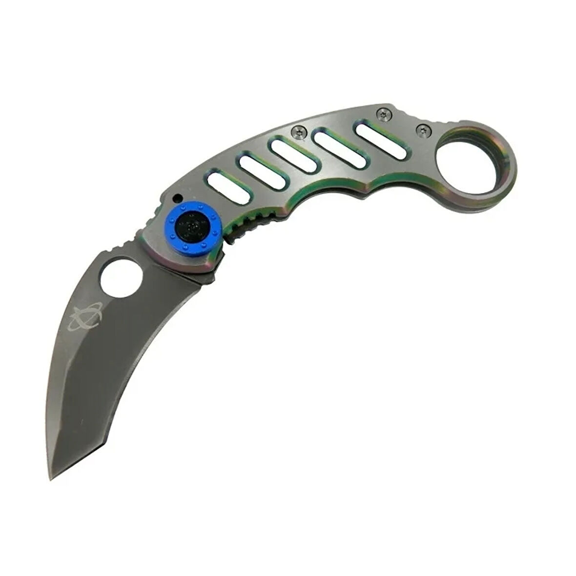 X05bl Gümüş Karambit 17 Cm - Metal Saplı, Manuel ( Lisinya )