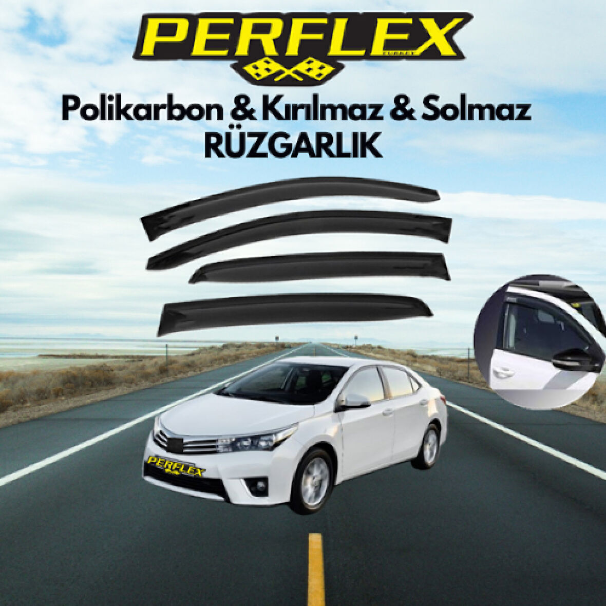 Perflex Polikarbon Kırılmaz Rüzgarlık V2 Mugen Toyota Corolla 2013+