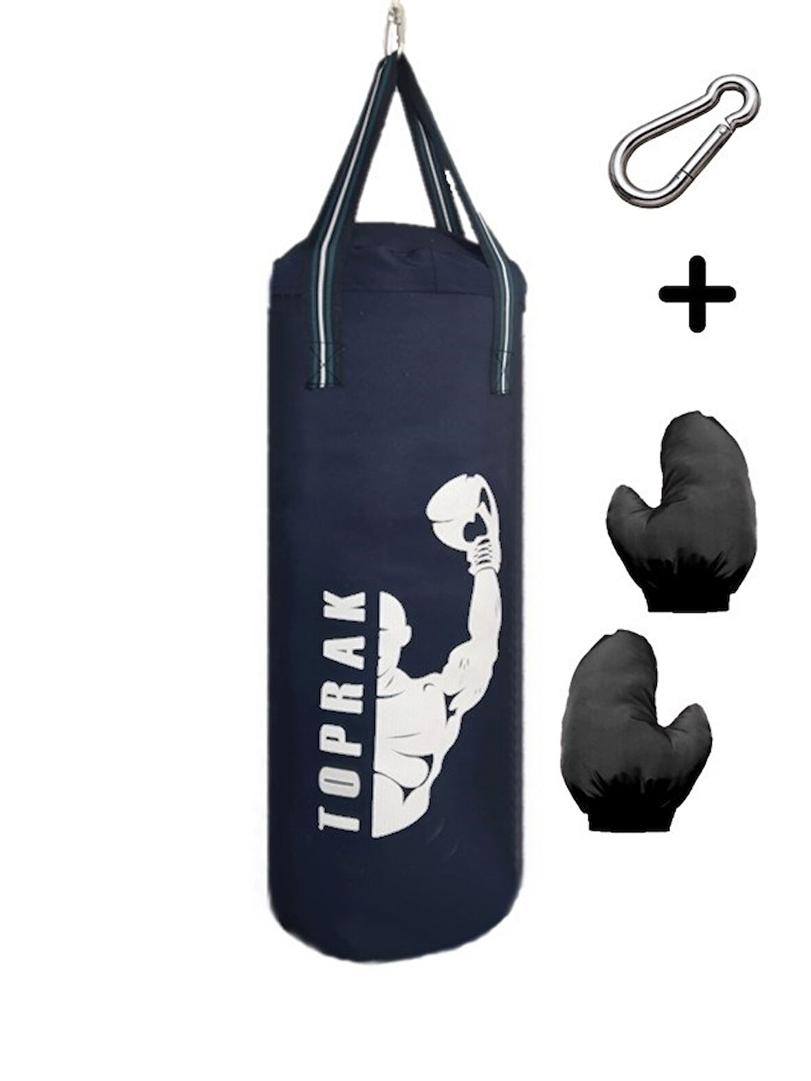 Boks Torbası Eldiven Ve Karabina Hediyeli İçi Dolu 50x20 Cm Lacivert 4KG
