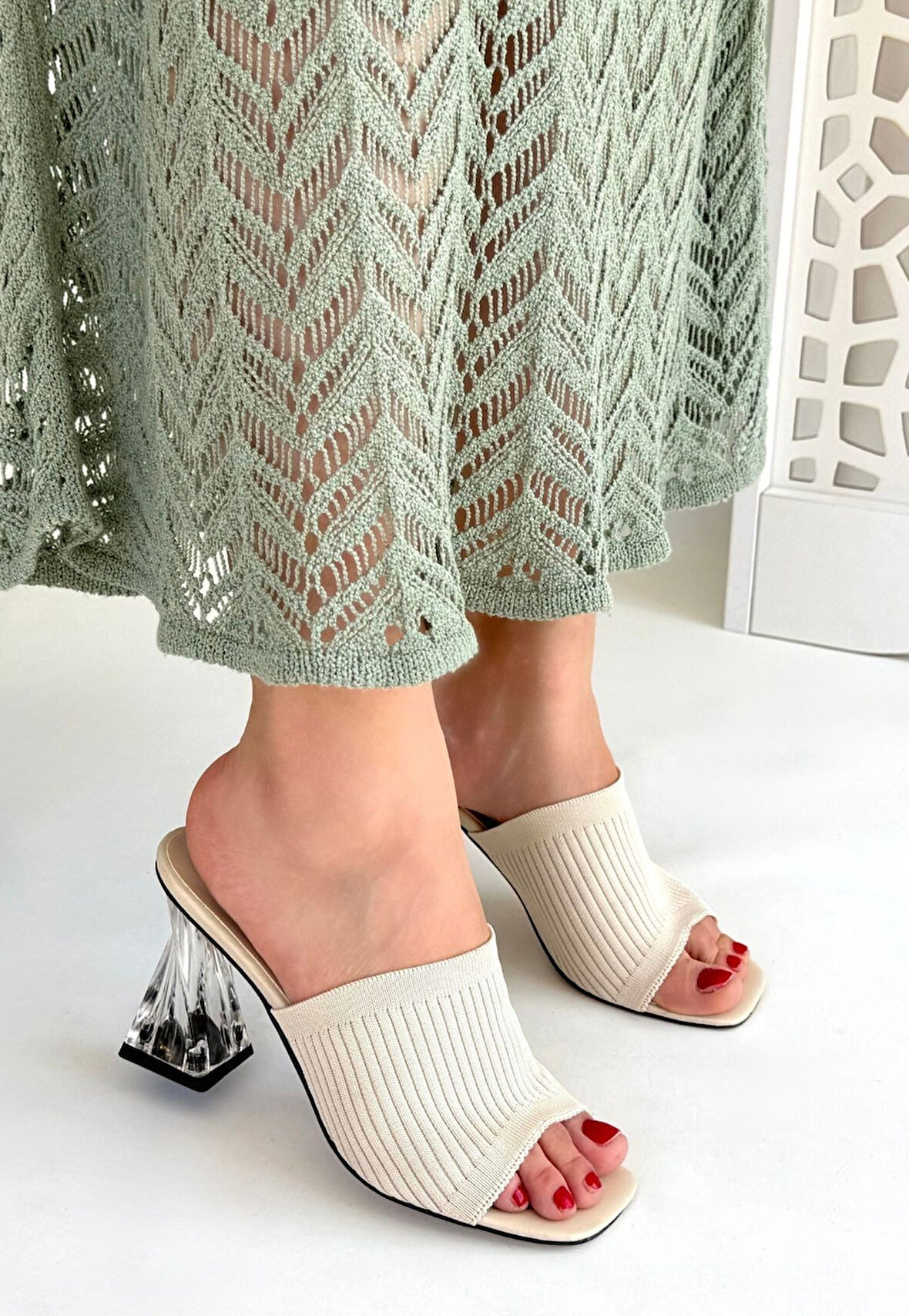 Evra Ten Triko Topuklu Terlik - Lisinya