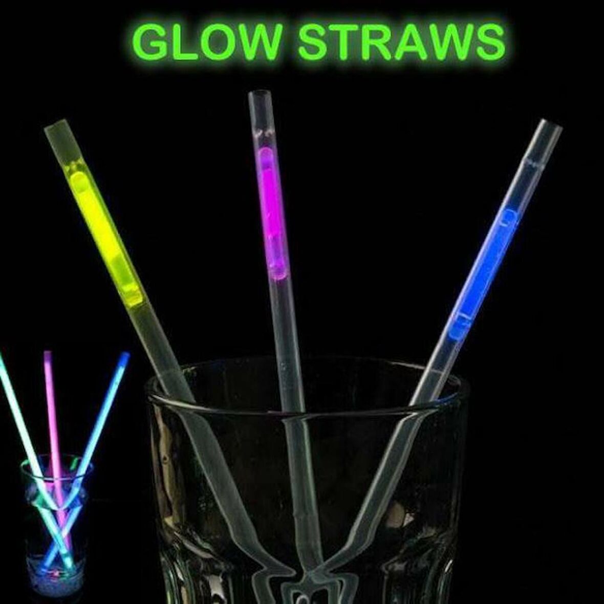 Karanlıkta Parlayan Glow Stick Fosforlu Pipet 3 Renk 3 Adet (4434)