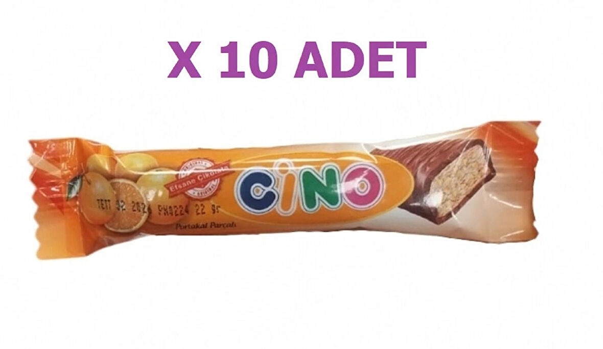CİNO Çikolata Kaplı Portakallı Bar 10 ADET (20 Gr X 10)