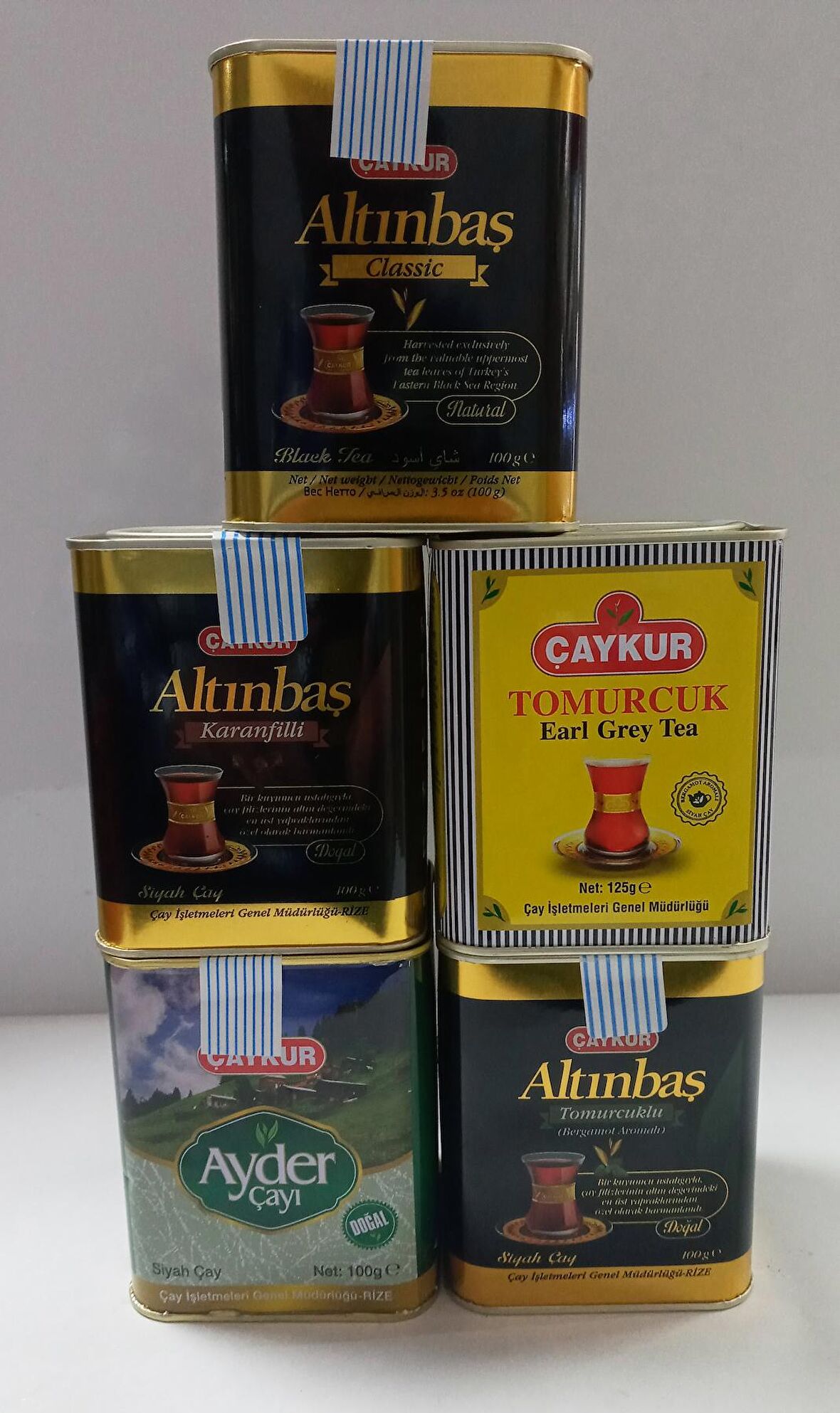 Ayder,Tomurcuk ve Altınbaş 100 gr Teneke Kutu Çaylar 100 gr x 5