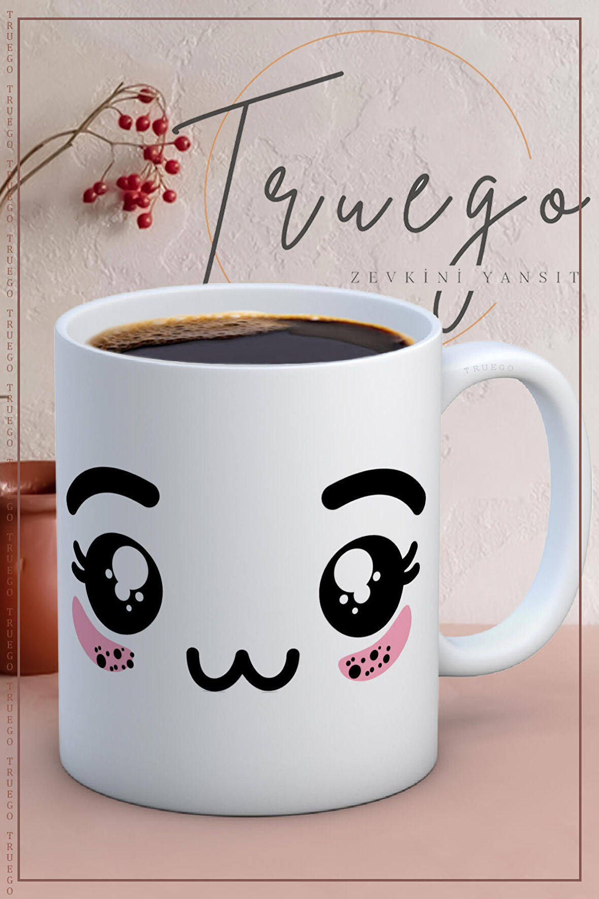 Baskılı Kupa Bardak Seramik Mug - Emoji