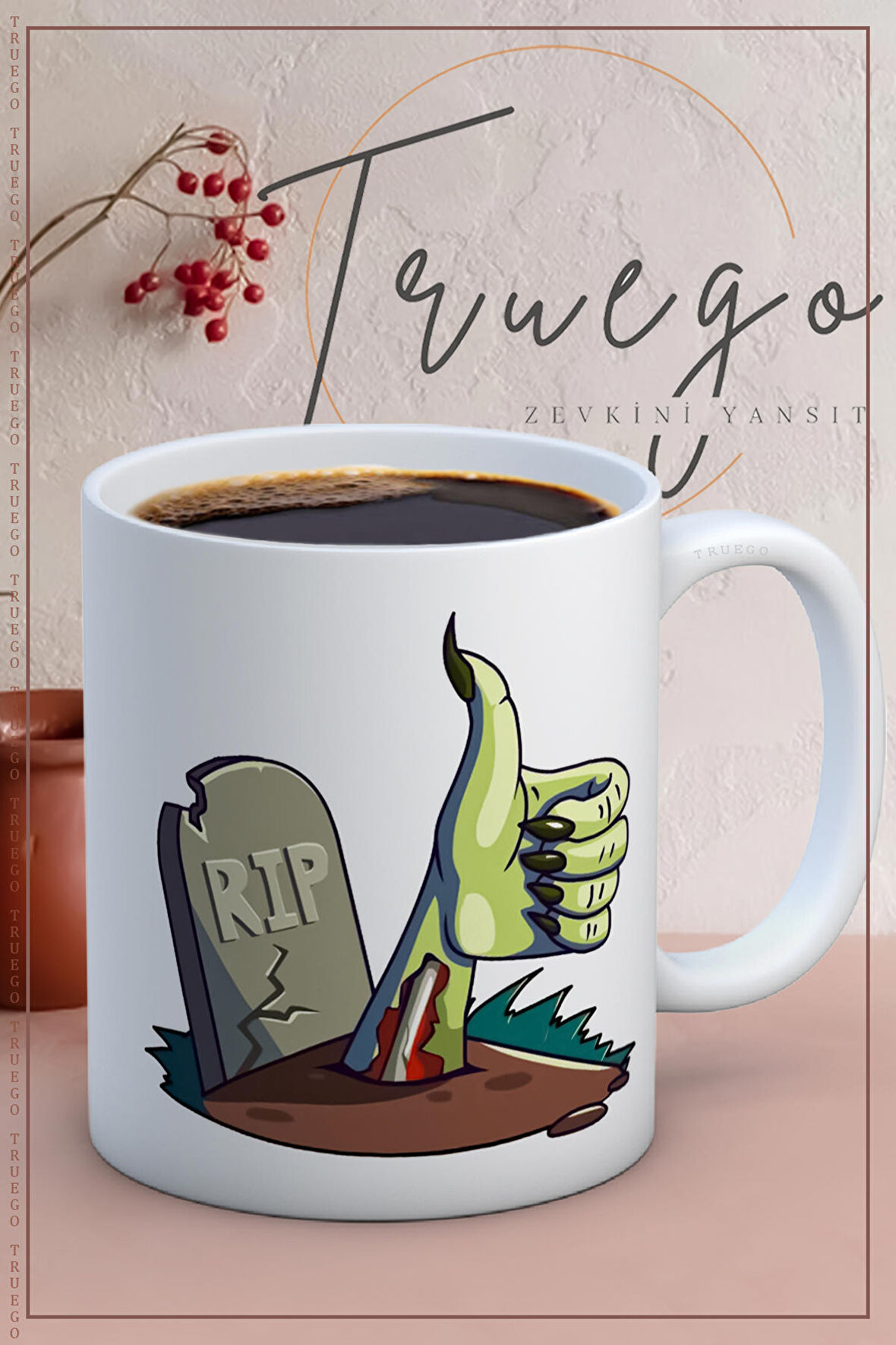 Baskılı Kupa Bardak Seramik Mug - Halloween RIP