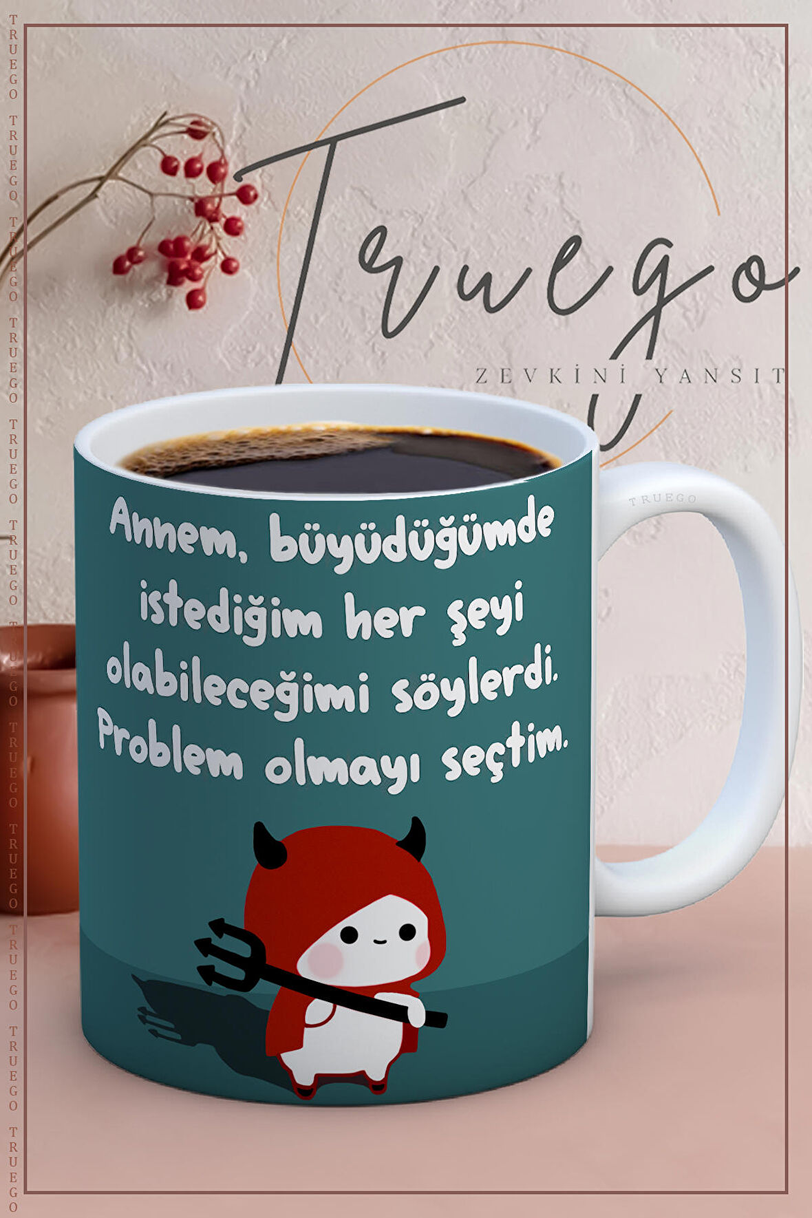 Baskılı Kupa Bardak Seramik Mug - Problem Olmayı Seçtim...