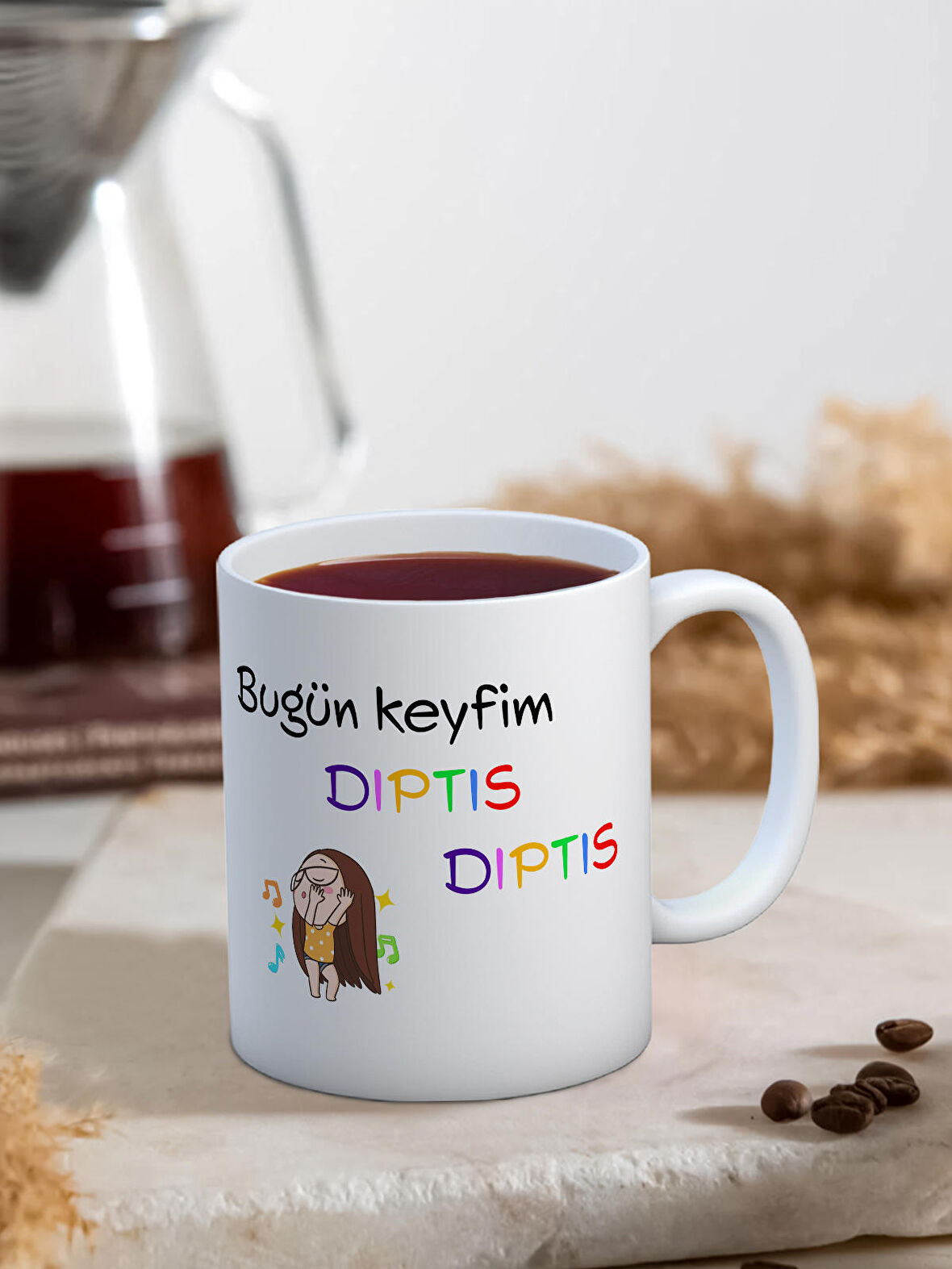 Baskılı Kupa Bardak Seramik Mug - Dıptıs Dıptıs