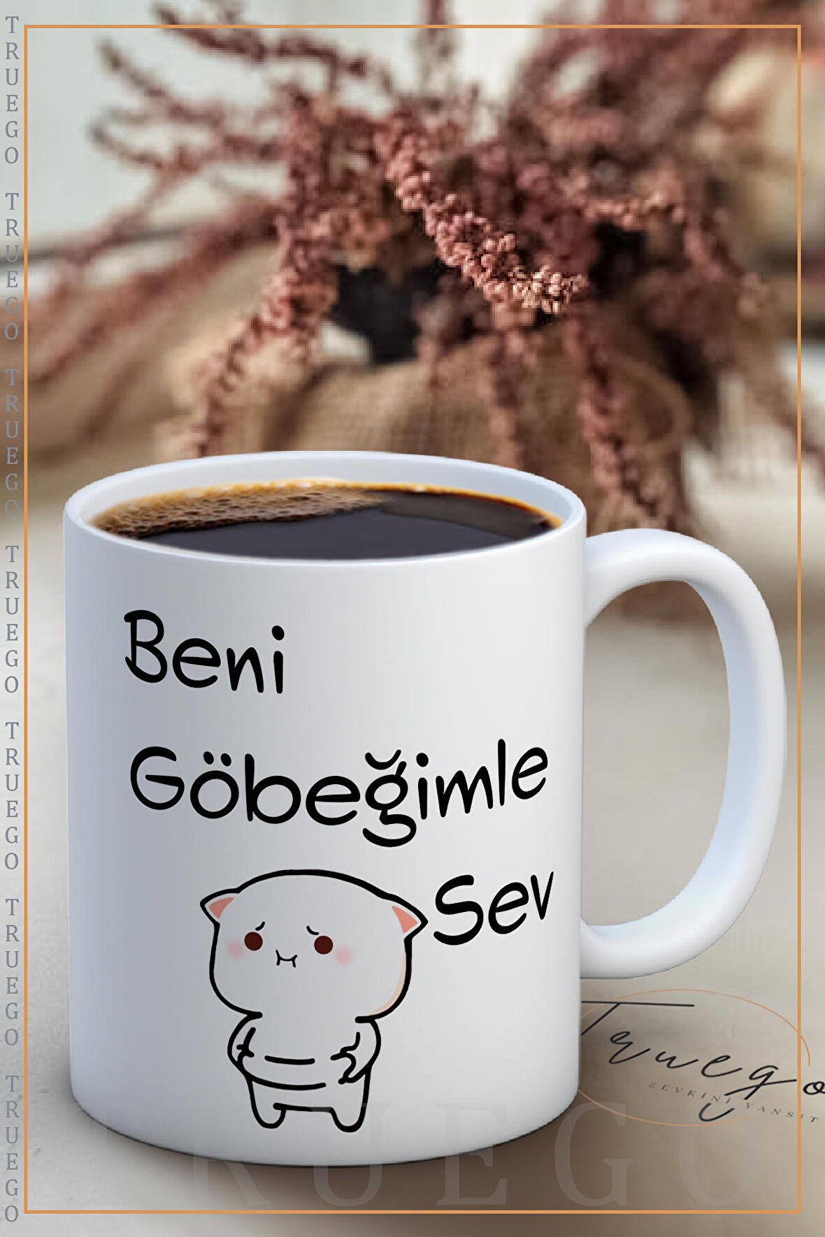 Baskılı Kupa Bardak Seramik Mug - Beni Göbeğimle Sev...