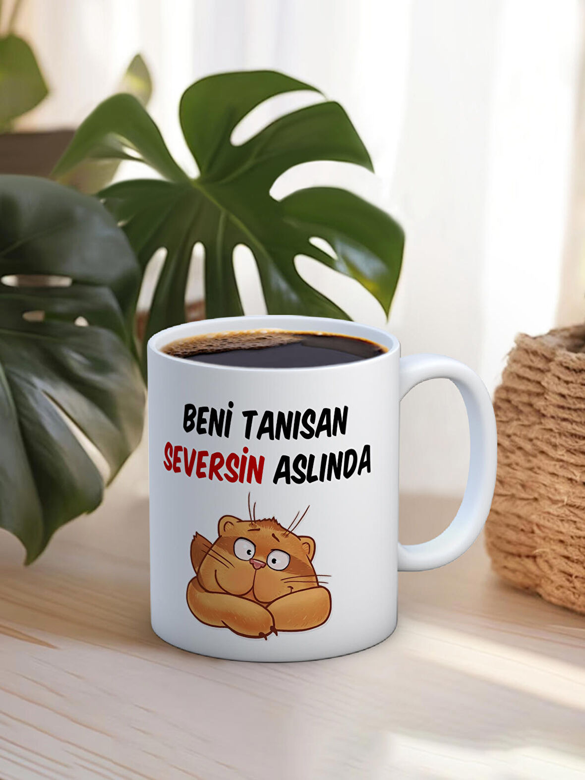 Baskılı Kupa Bardak Seramik Mug - Tanısan Seversin