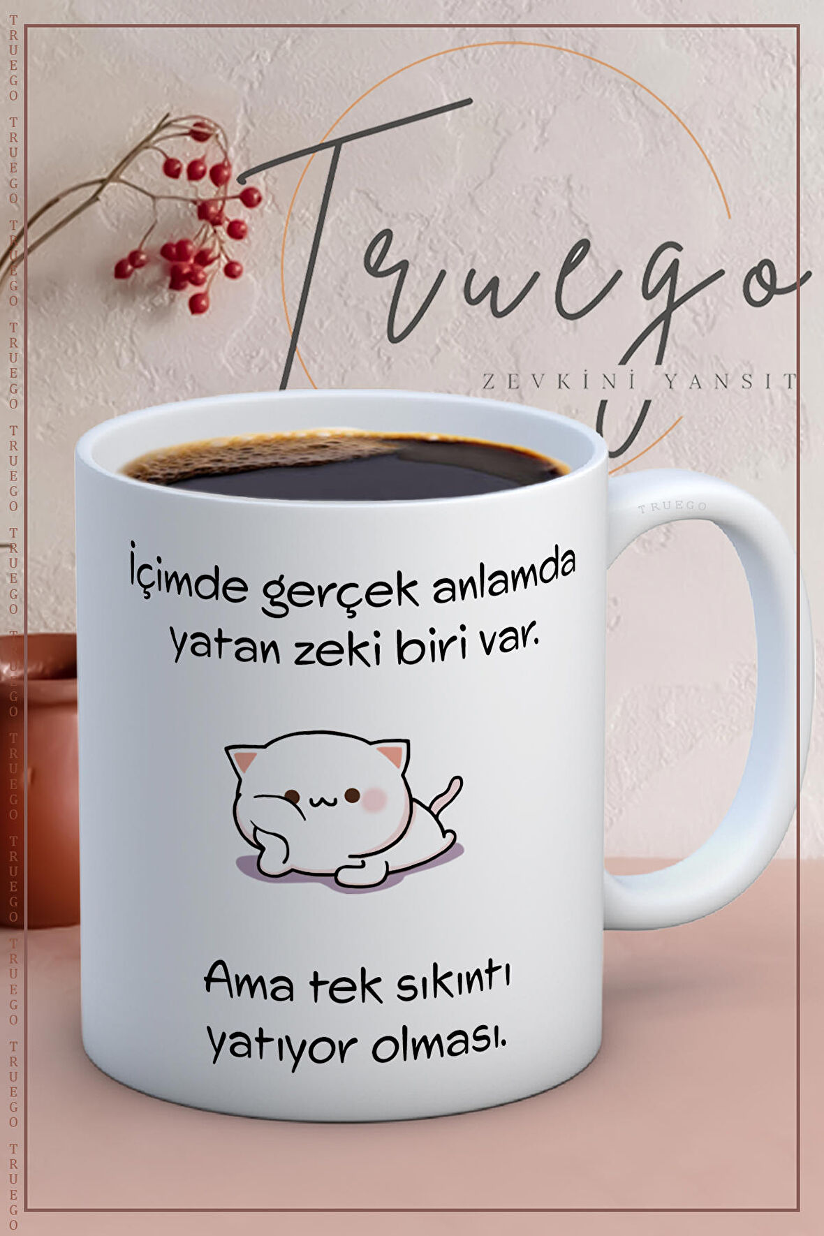 Baskılı Kupa Bardak Seramik Mug - İçimde zeki biri yatıyor...