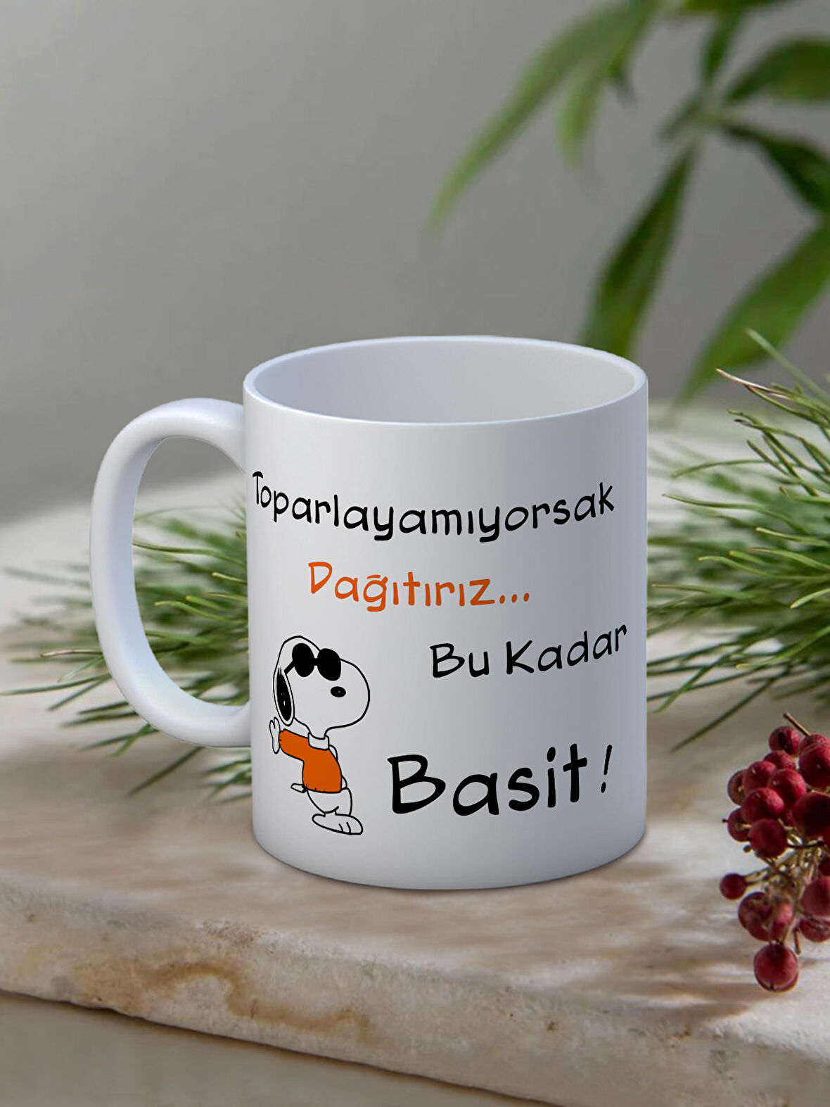 Baskılı Kupa Bardak Seramik Mug - Basit..