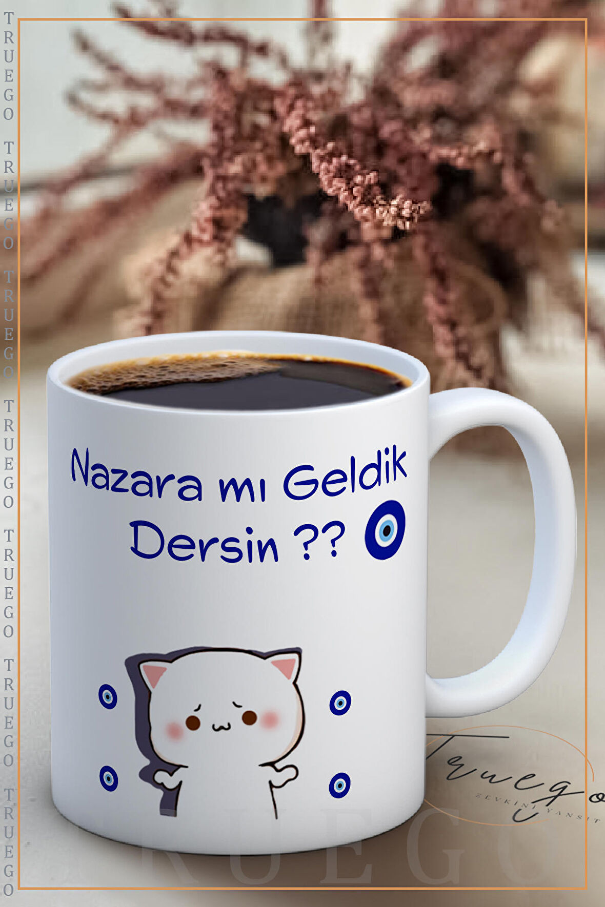 Baskılı Kupa Bardak Seramik Mug - Nazara mı Geldik?