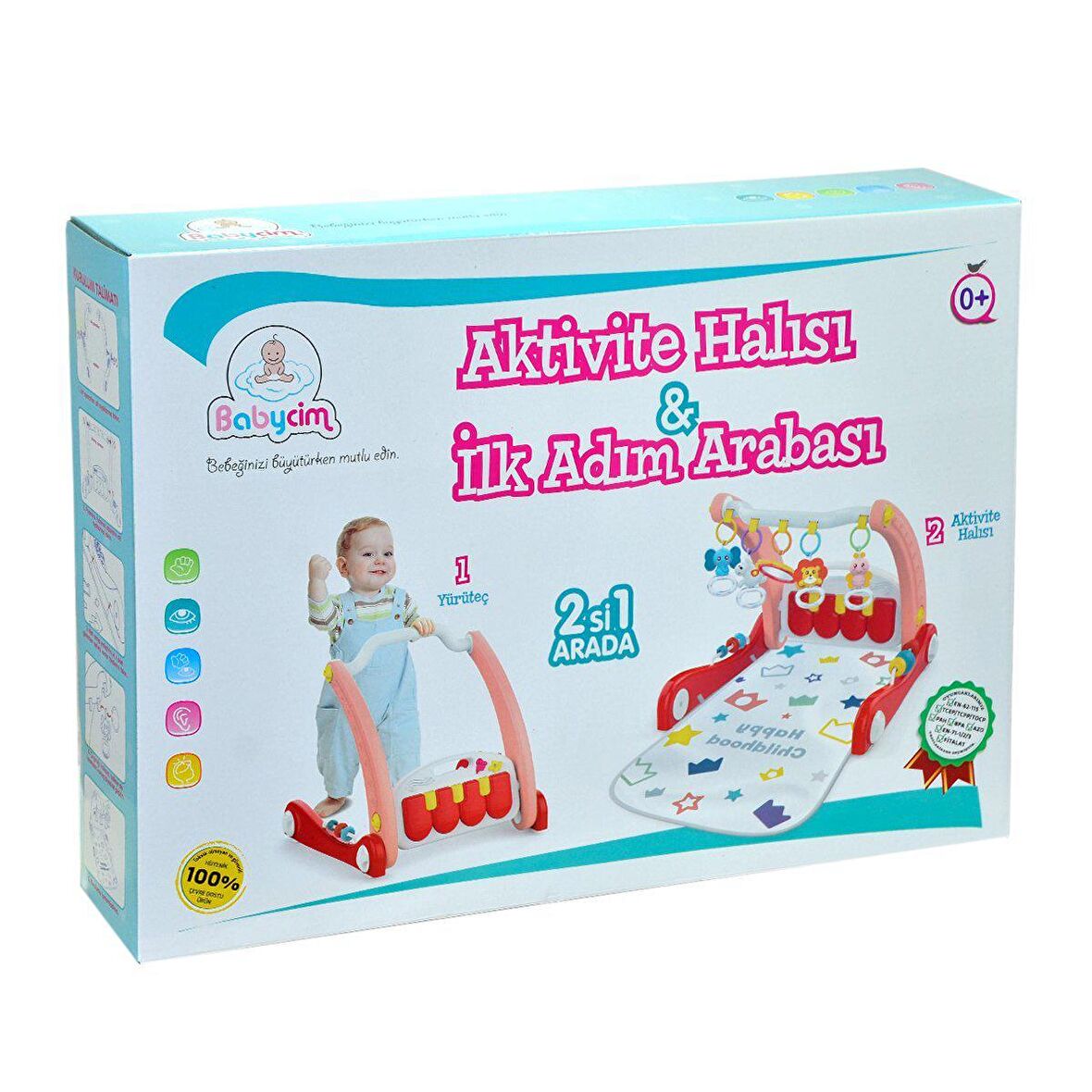 FABBATOYS Aktivite Halısı&İlk Adım Arabası - Pembe