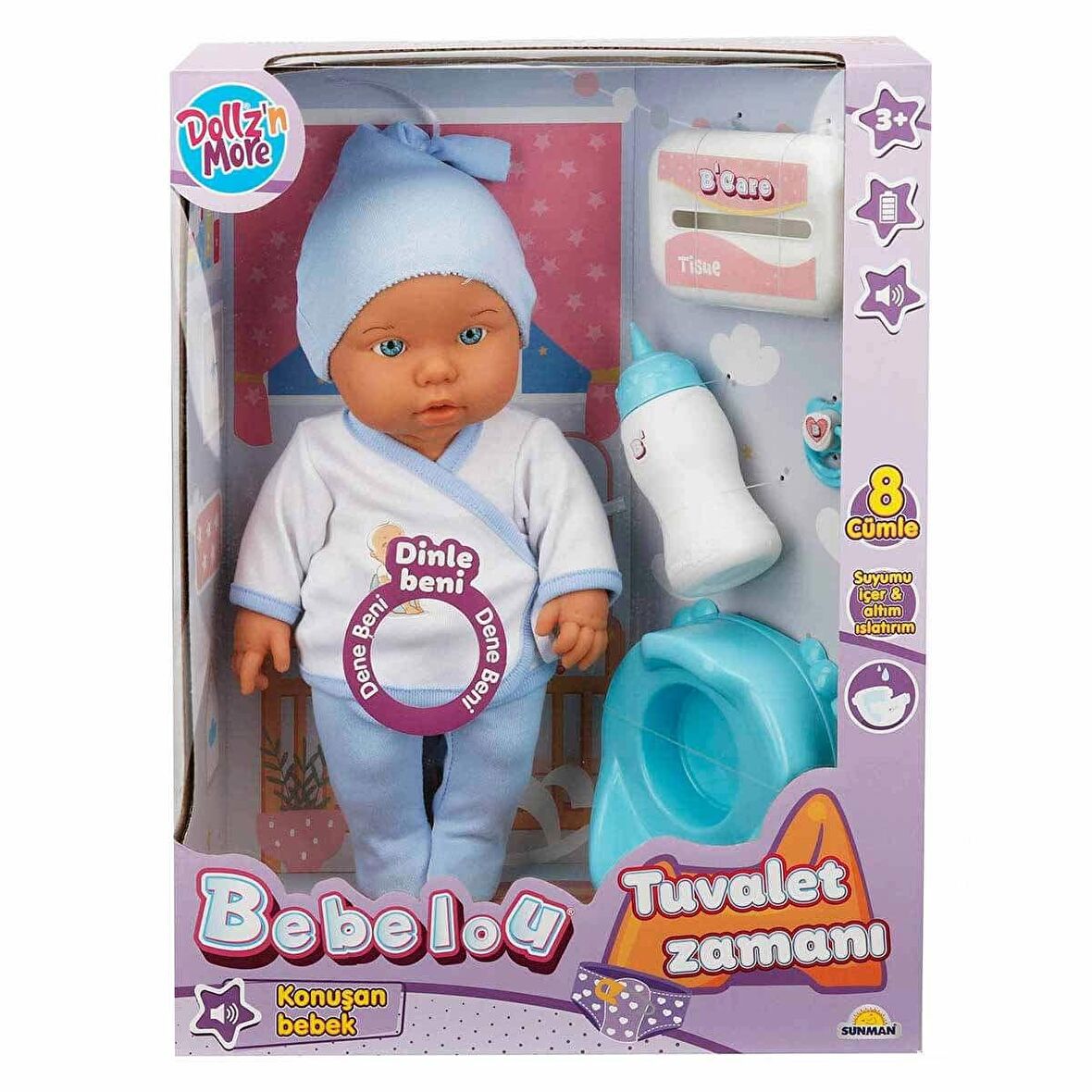 Bebelou Tuvalet Zamanı Sesli Bebek Seti 35 cm FABBATOYS 