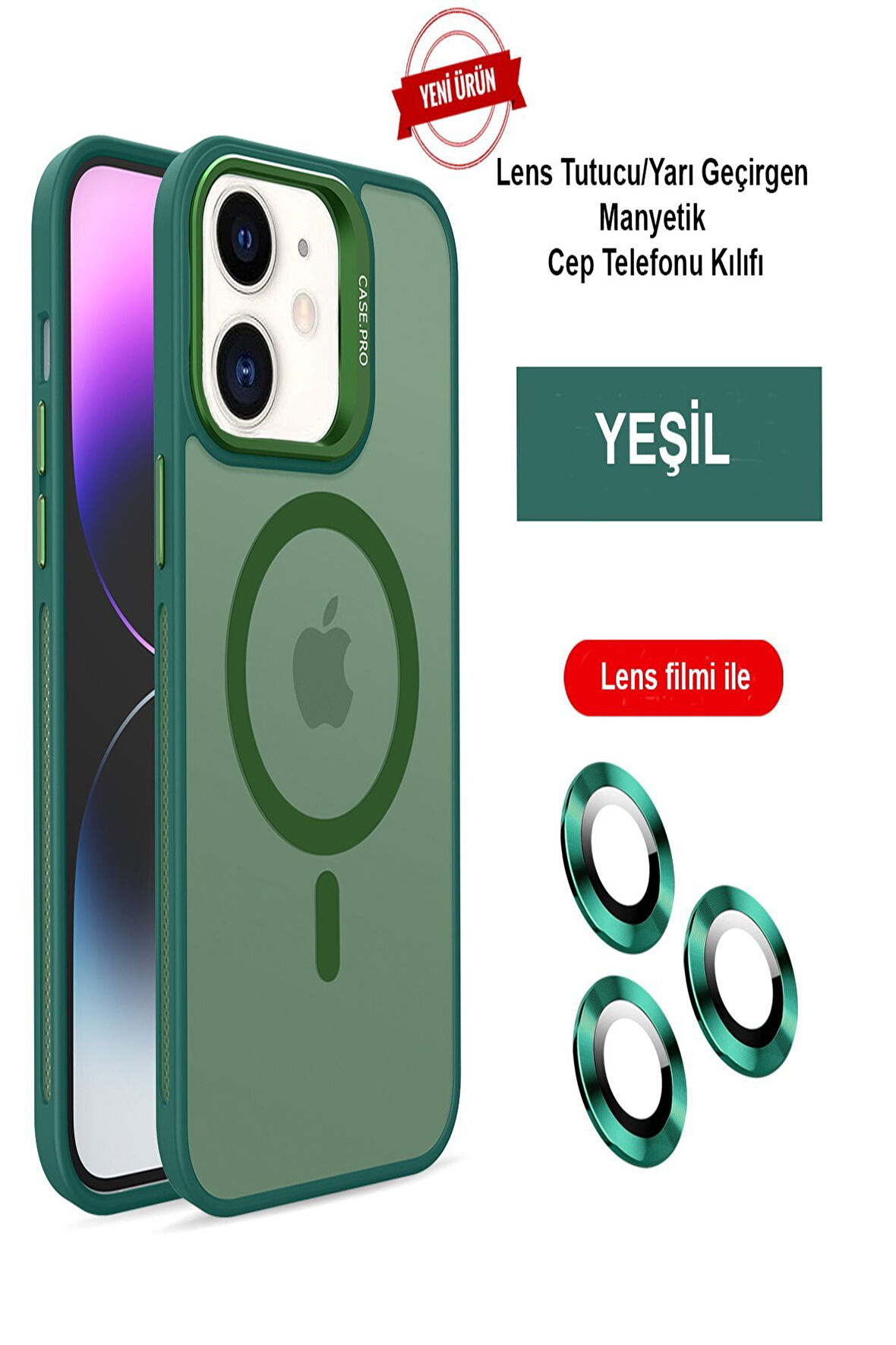 Mkorayavm Joko iPhone 12 Flet Lens Korumalı Deri Görünümlü Magsafe Kapak