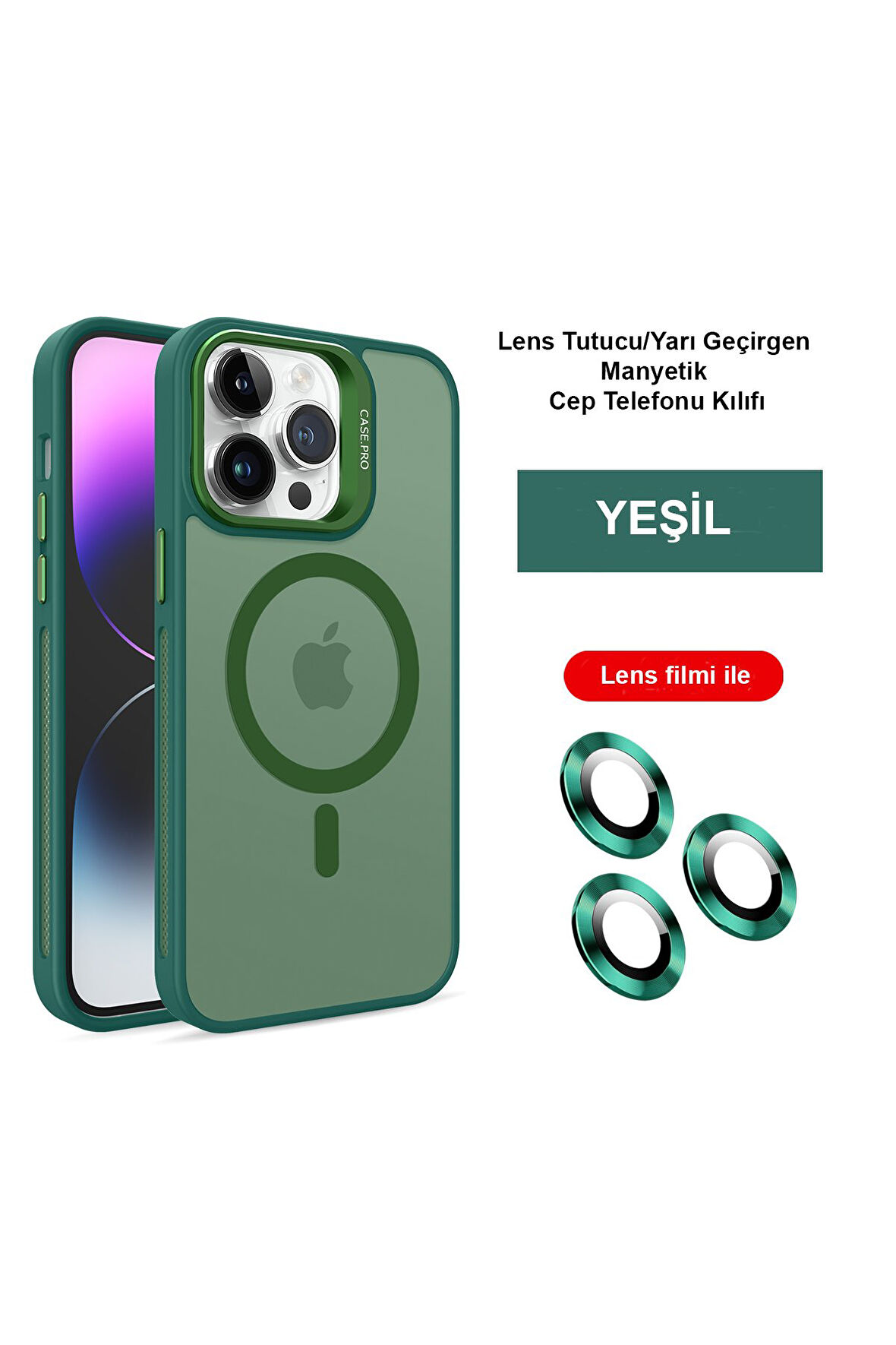 Mkorayavm Joko iPhone 15 Pro Max Flet Lens Korumalı Deri Görünümlü Magsafe Kapak