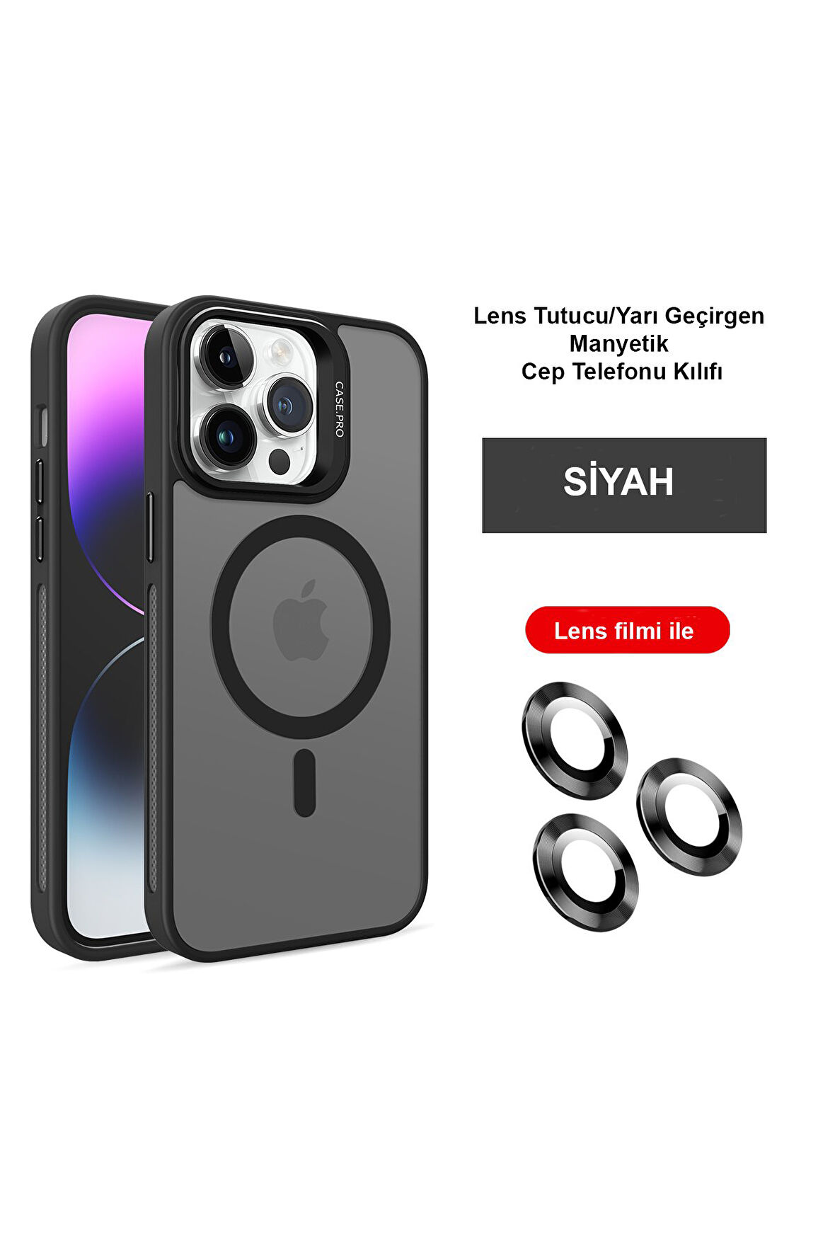 Mkorayavm Joko iPhone 15 Pro Flet Lens Korumalı Deri Görünümlü Magsafe Kapak