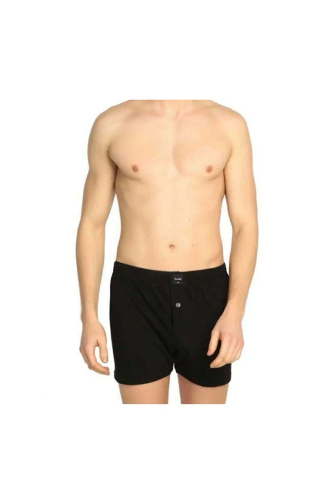 Erkek Lacivert 6'lı Paket Penye Önden Düğmeli Boxer