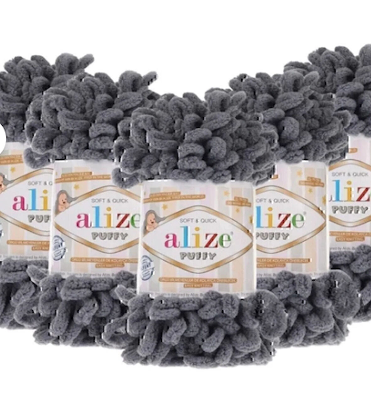 Alize Puffy 87 Koyu Gri 5'li Paket Örgü İpi