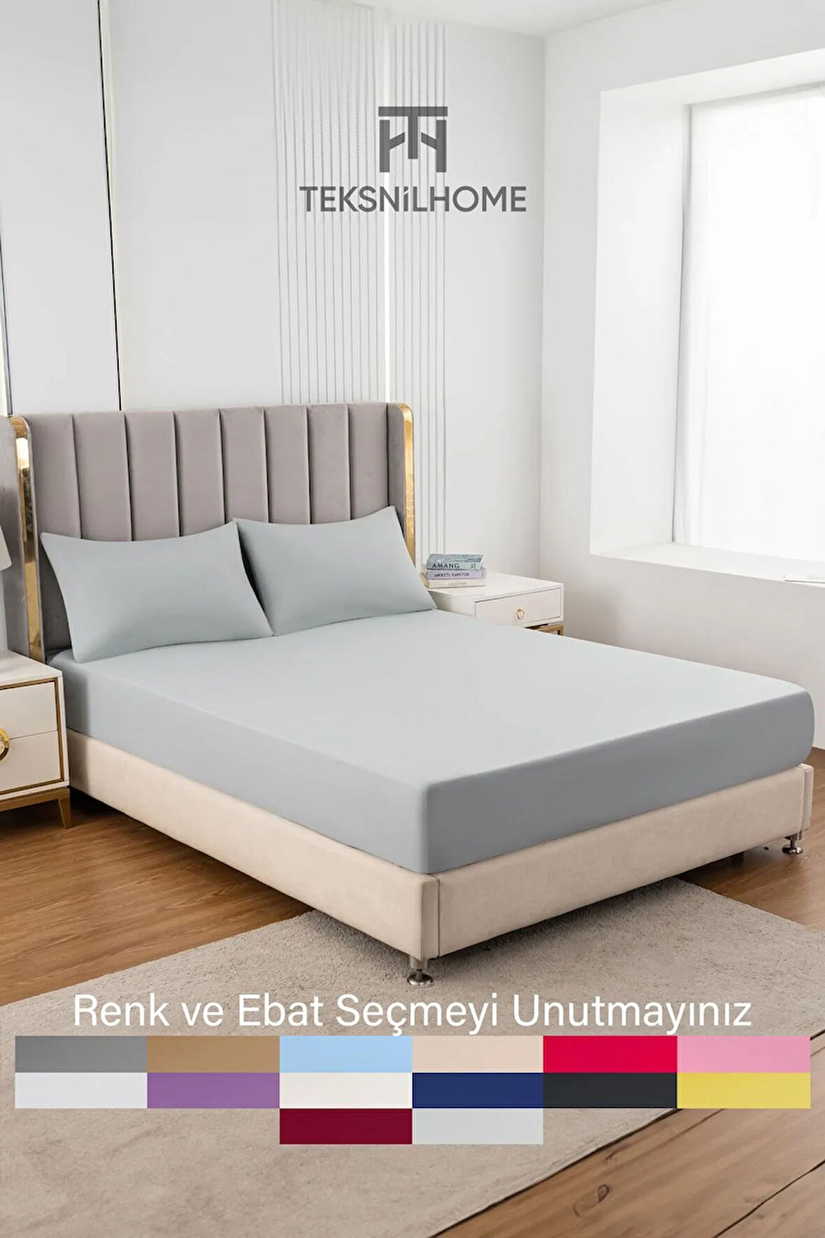 | Ranforce | Pamuklu Tek / Çift Kişilik Gri Lastikli Çarşaf | 14 Renk | Fıtted |