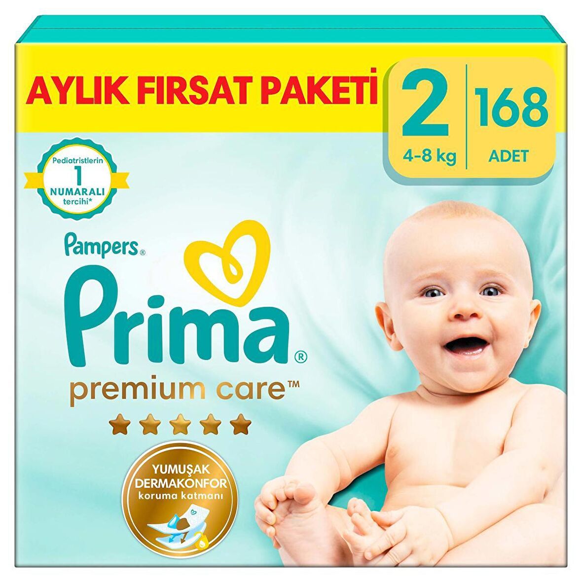 Prima Premium Care 2 Numara Yenidoğan 168'li Bel Bantlı Bez