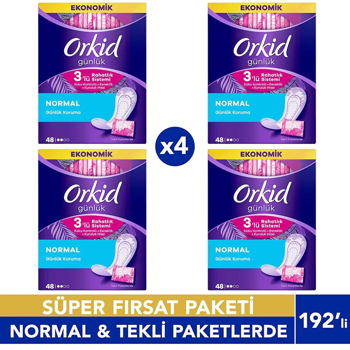 Orkid Liner Günlük Ped Tekli Paketlerde 4x48