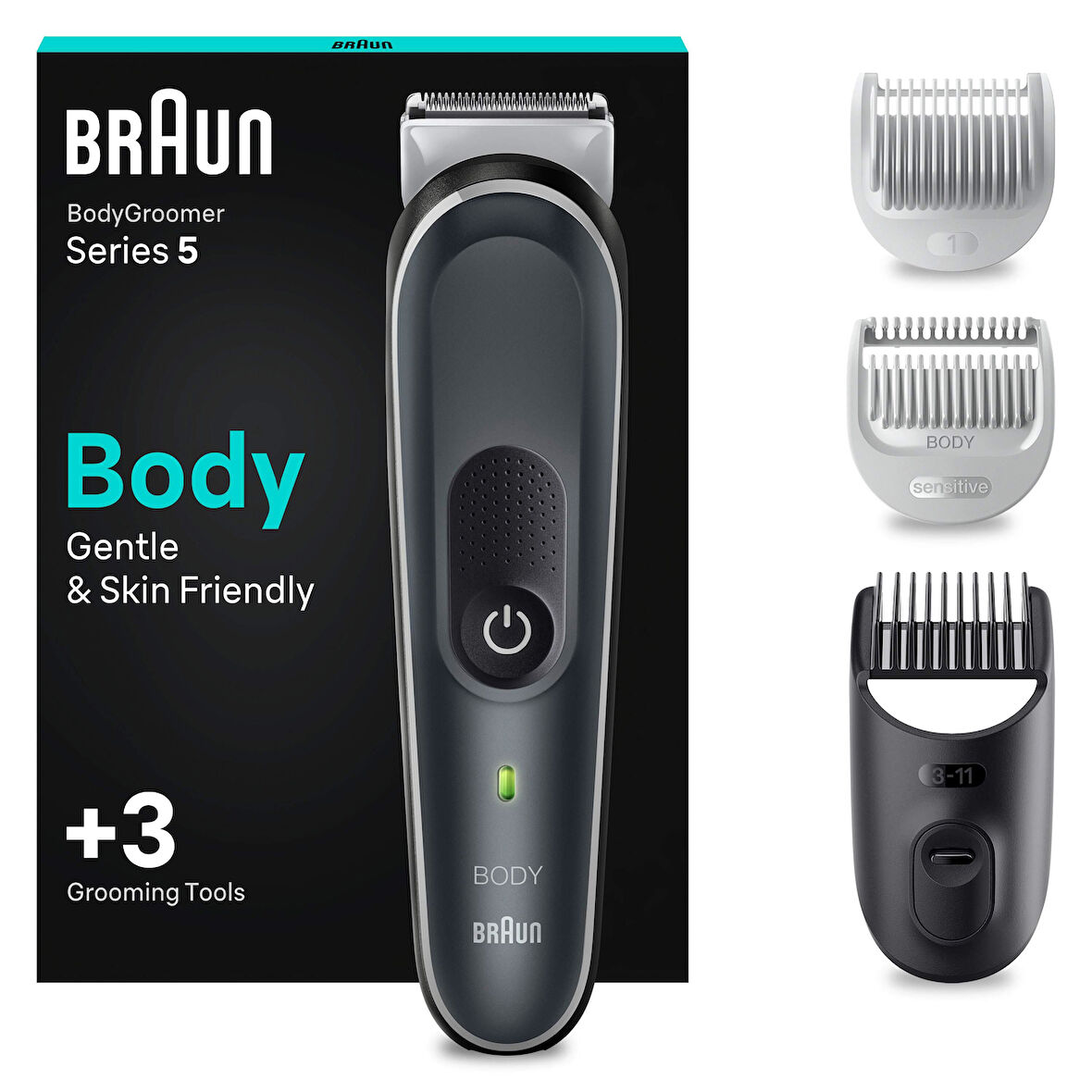 Braun BodyGroomer 5 BG 5340 SkinShield Teknolojisi, 3 Ek Parçalı Vücut Bakım Seti