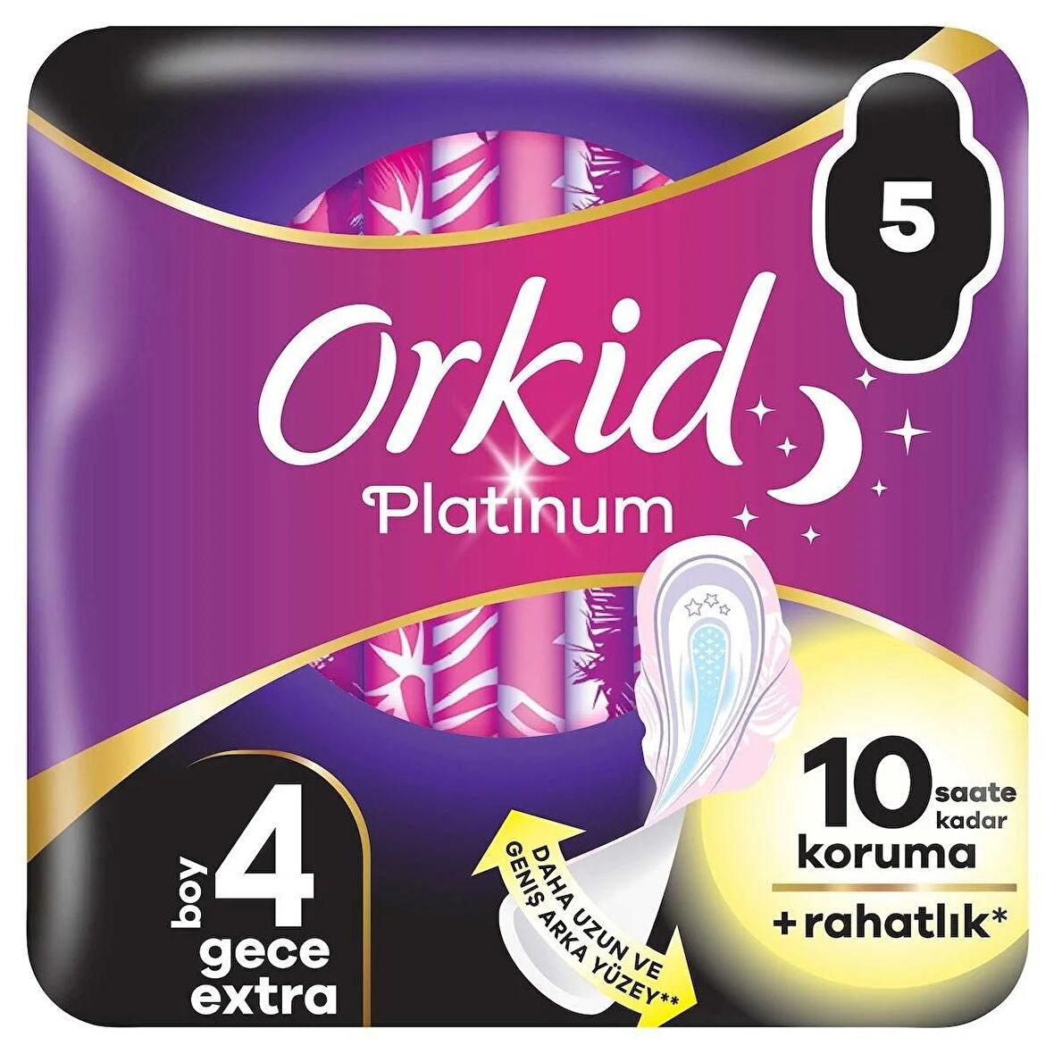 Orkid Platinum Gece Ekstra (Boy 4) 5 adet Hijyenik Ped