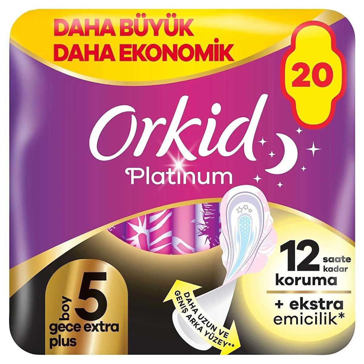 Orkid Platinum Gece Ekstra Plus (Boy 5) 20 adet Hijyenik Ped