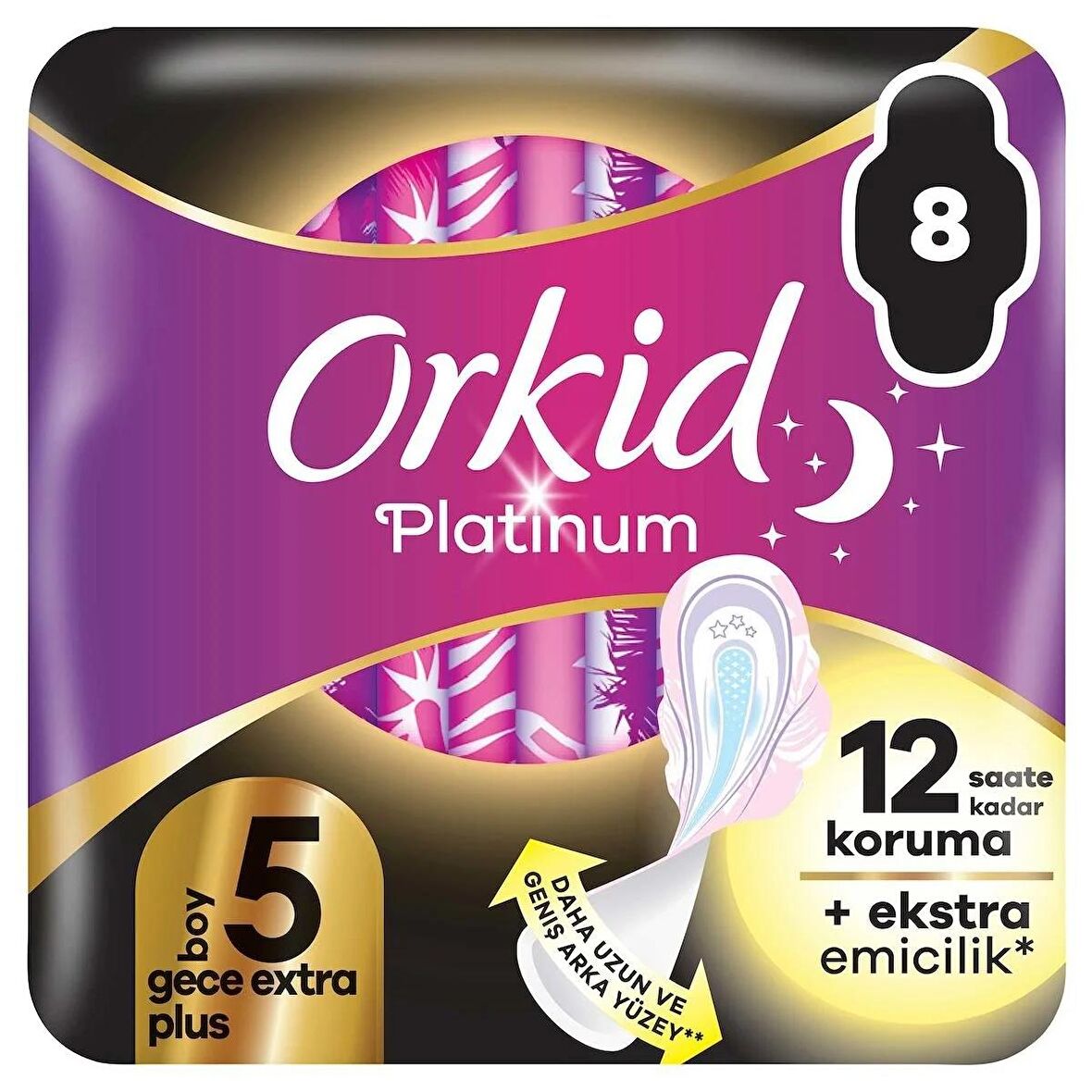 Orkid Platinum Gece Ekstra Plus (Boy 5) 8 adet Hijyenik Ped