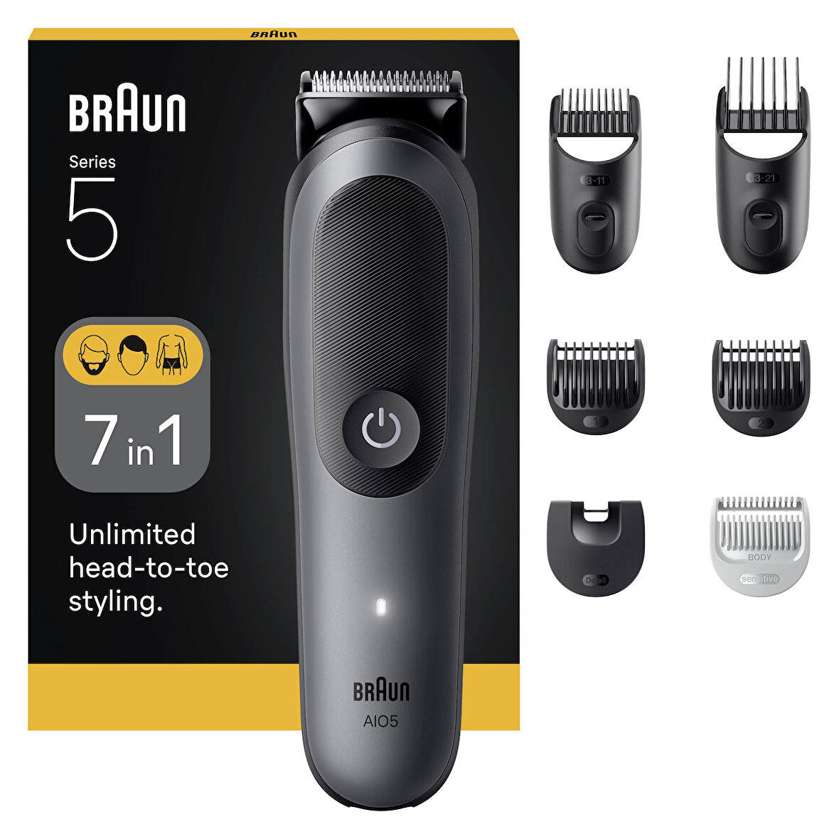Braun Hepsi Bir Arada Series 5, 7’si 1 arada Tıraş Kiti, Keskin Bıçak, Vücut Tıraşı AIO5520