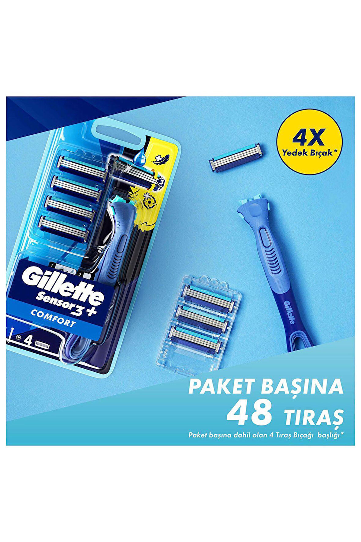 Gillette Sensor 3 Plus Comfort Makine + 4 Bıçak-2 Adet