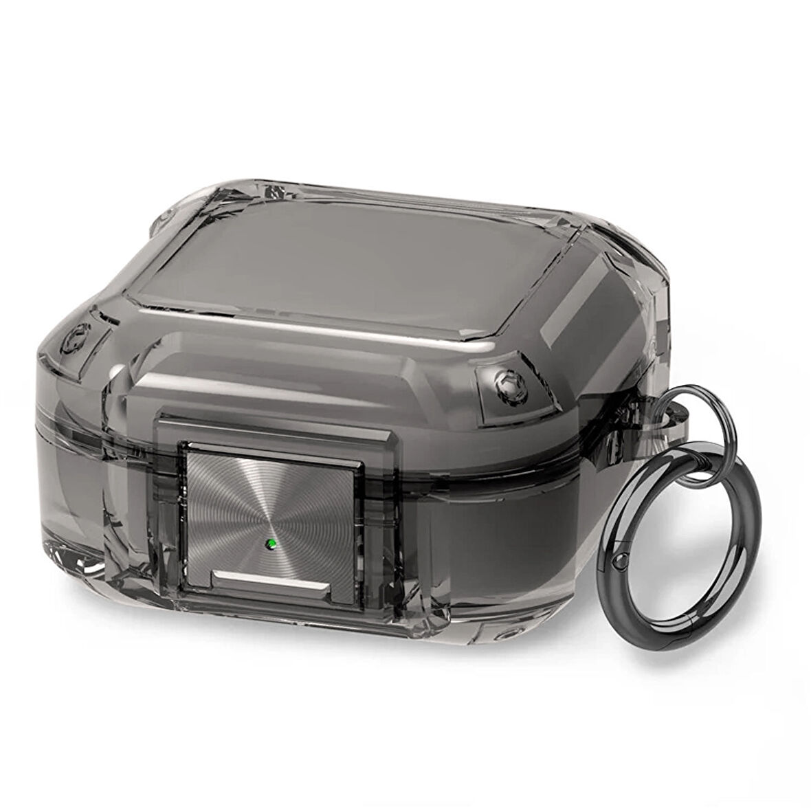 CaseOnn Samsung Galaxy Buds 2 - Buds 2 Pro Kılıf Transparan Emniyet Kilitli Füme