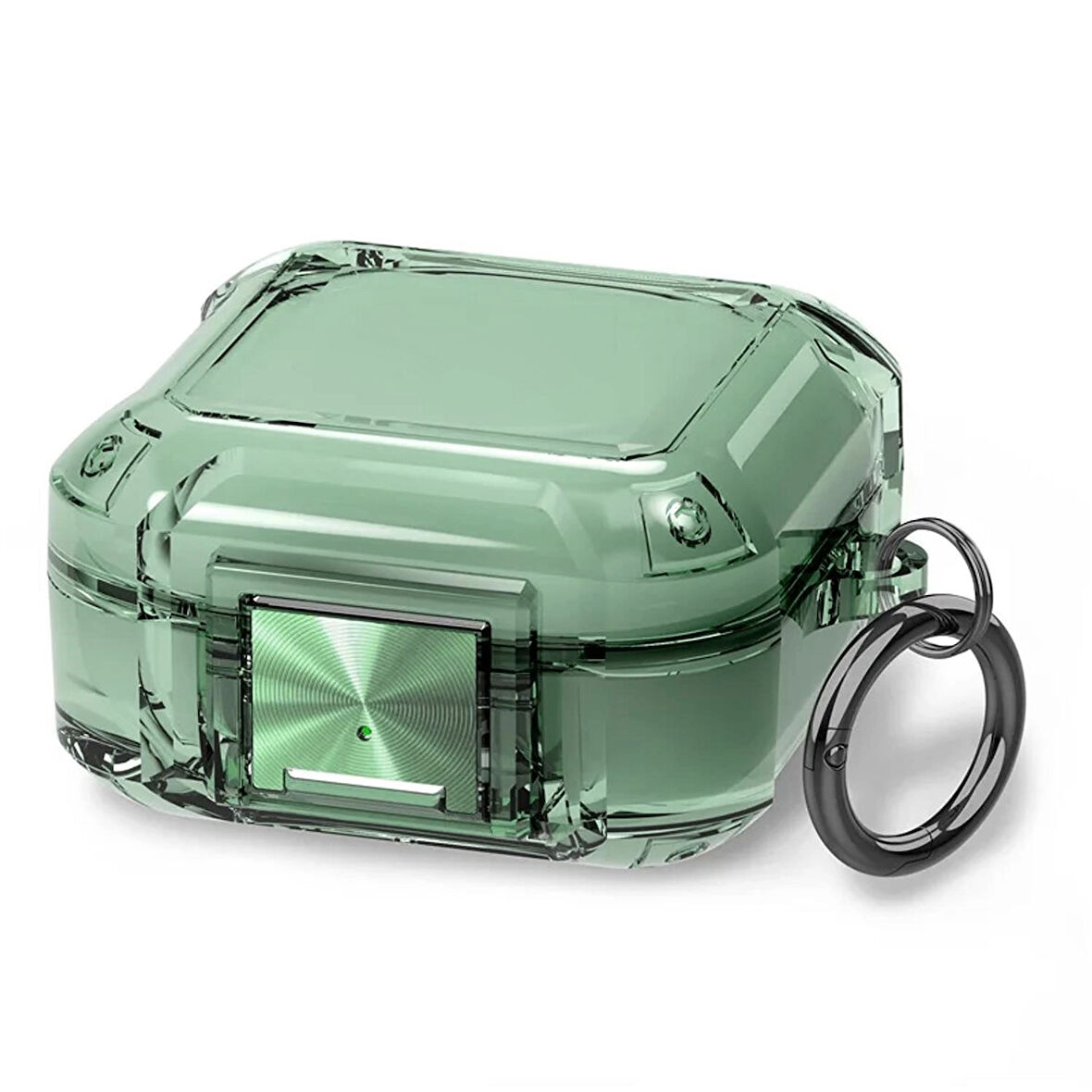 CaseOnn Samsung Galaxy Buds 2 - Buds 2 Pro Kılıf Transparan Emniyet Kilitli Yeşil