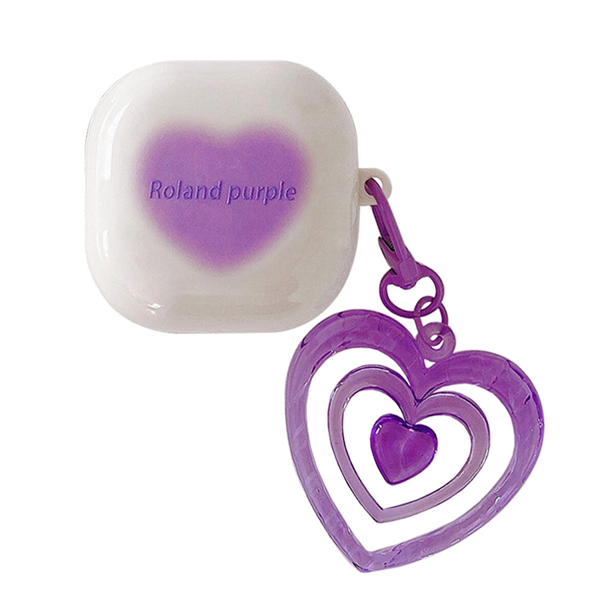 CaseOnn Samsung Galaxy Buds 2 - Buds 2 Pro Kılıf Renkli Gösterişli Kalp Mor