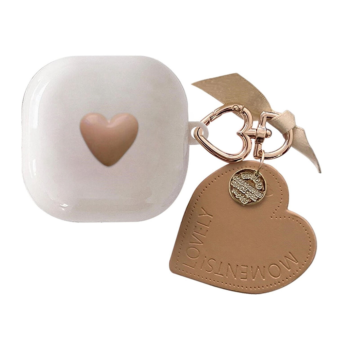 CaseOnn Samsung Galaxy Buds FE - Buds Core Kılıf Figürlü 3D Lovely Kalp Kahverengi