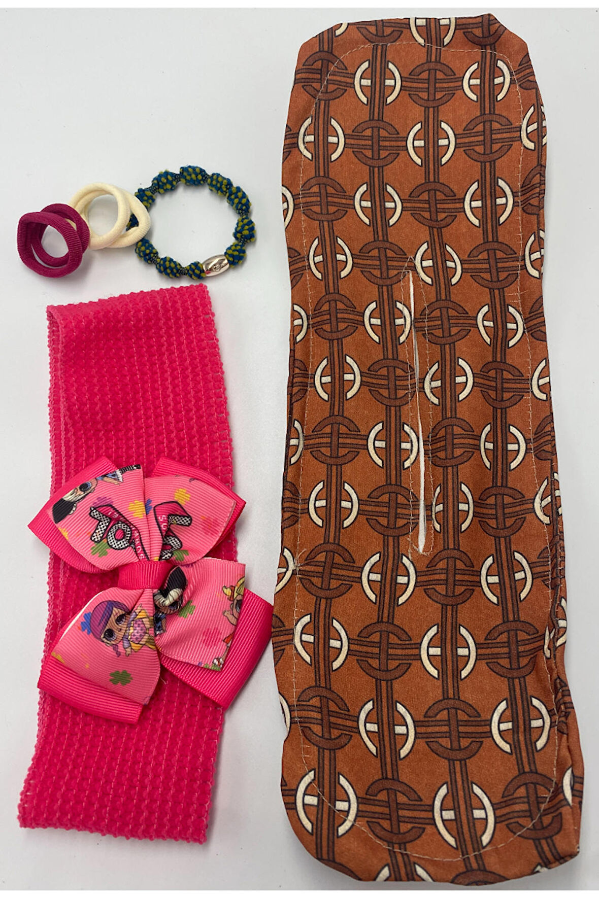 Renkli Desenli Taç Toka Bandana Set