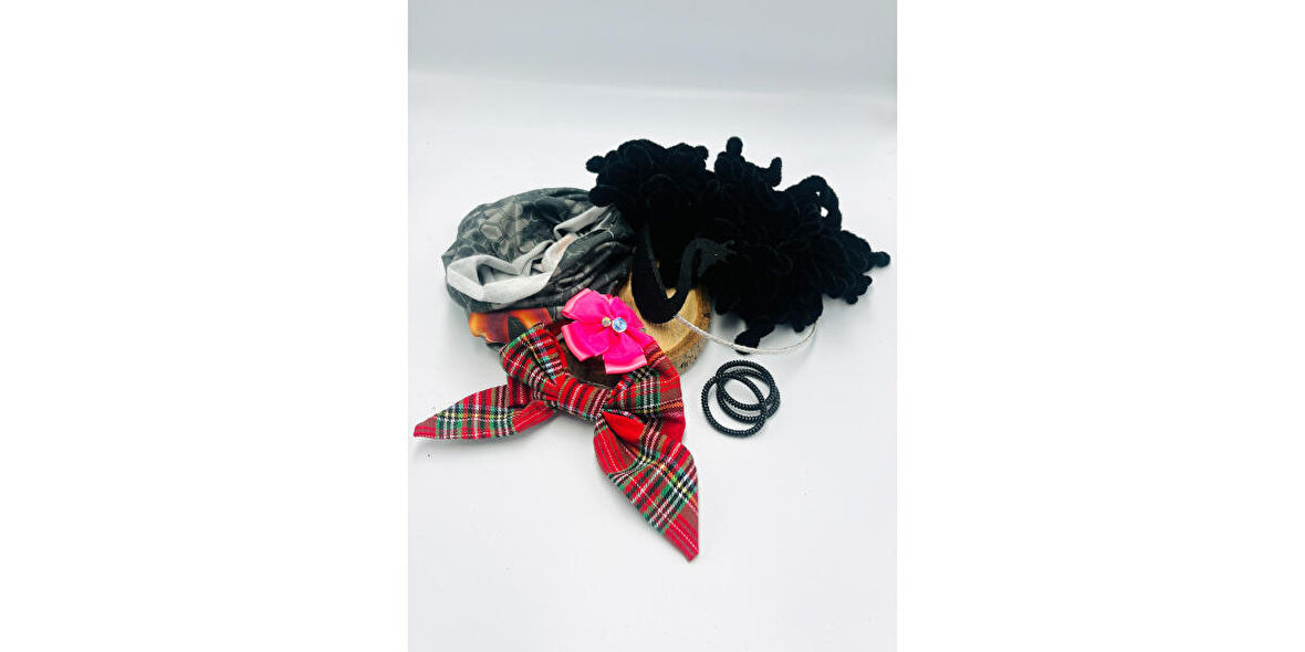 Renkli Desenli Taç Toka Bandana Set