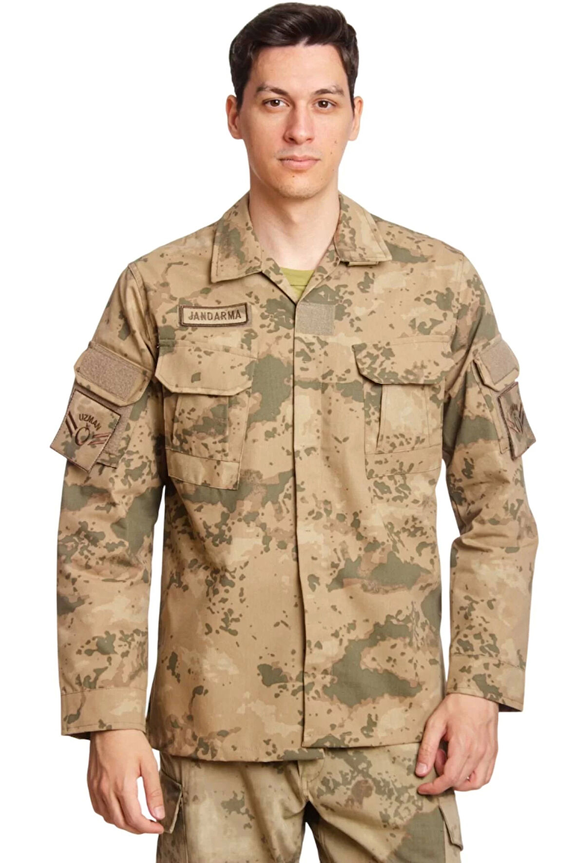Jandarma col Kamuflaj Renkli Uzun Kollu Cepli Taktik Gomlek Long Sleeve Camouflage