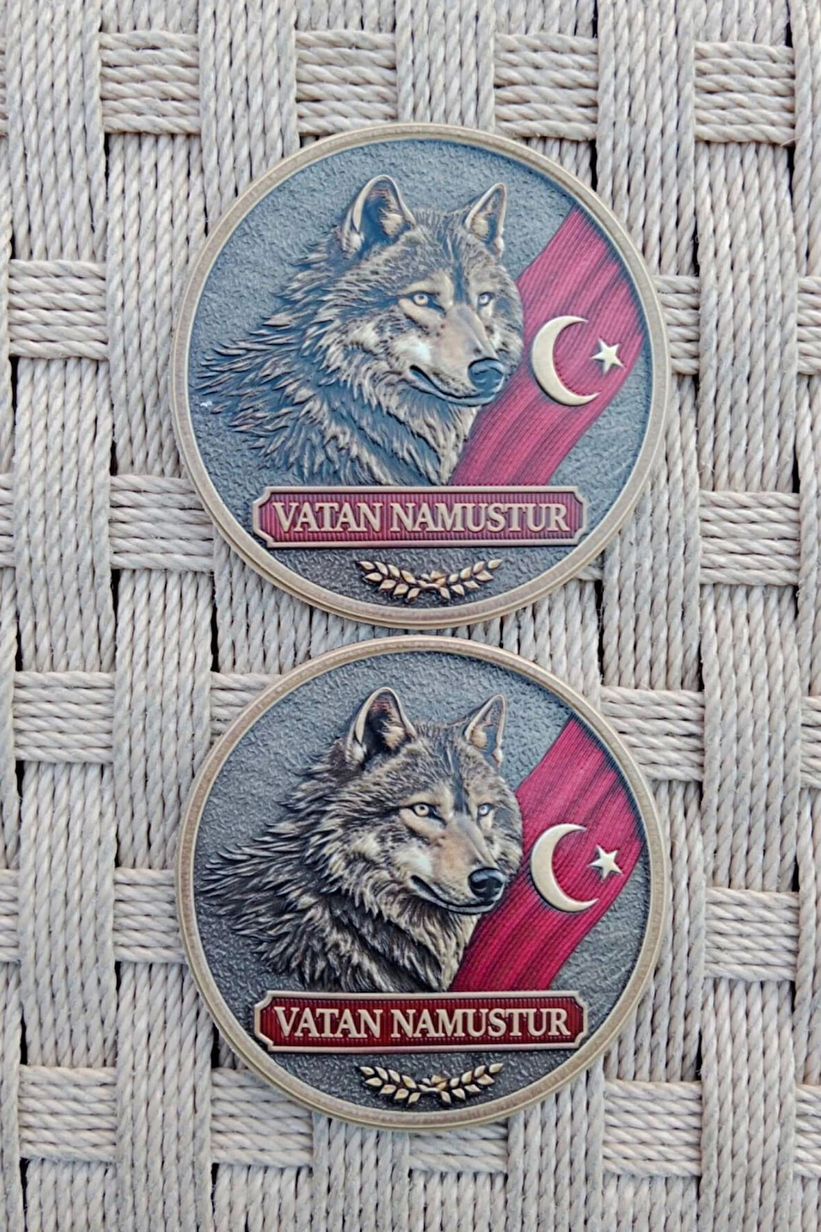 Vatan namustur yazili kurt ayyildiz resimli 3d silikon kabartmali Termoplastik arma pec patch