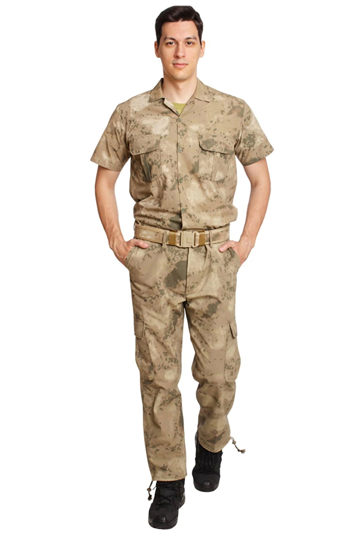 Jandarma Kamuflaj Renkli Kisa Kollu Cepli Taktik Gomlek Dogu Komando Kamuflaj Taktik Pantolon Alt Ust Takim