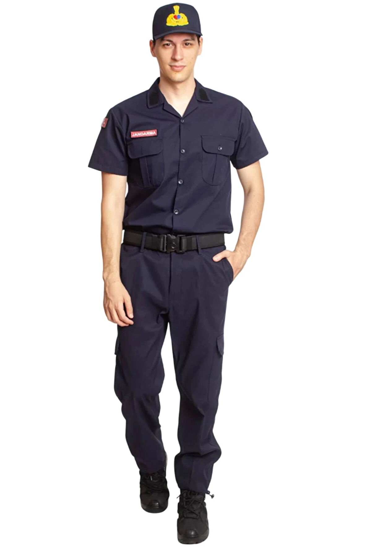 Jandarma Asayis Subay Lacivert Renkli Kisa Kollu Rengi solmayan Gomlek ve Kargo Cepli Taktik Pantolon Alt Ust Takim